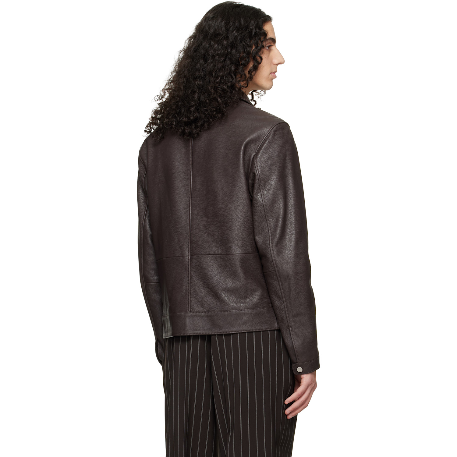  Boss Brown Regular Fit Leather Jacket 