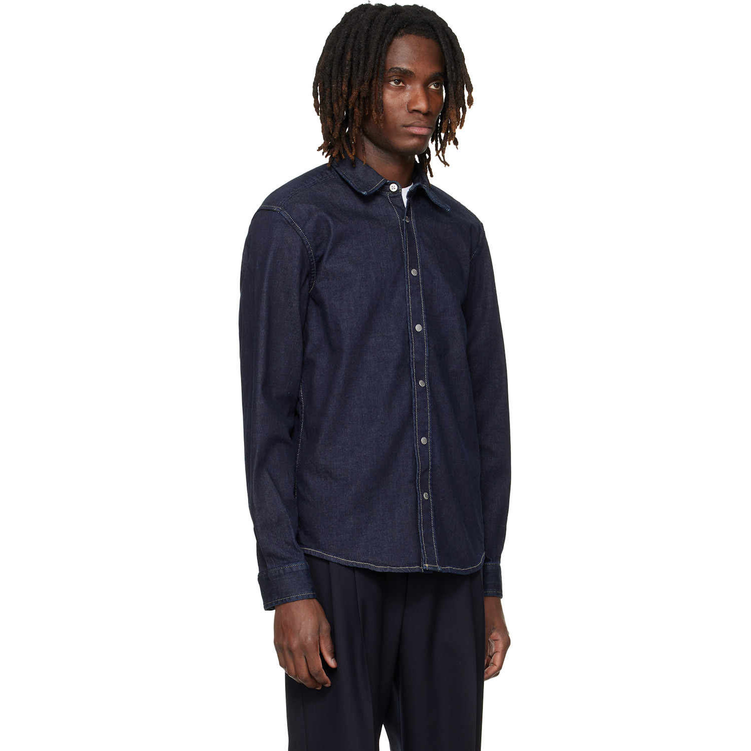  Boss Navy Regular-fit Stretch Denim Shirt 