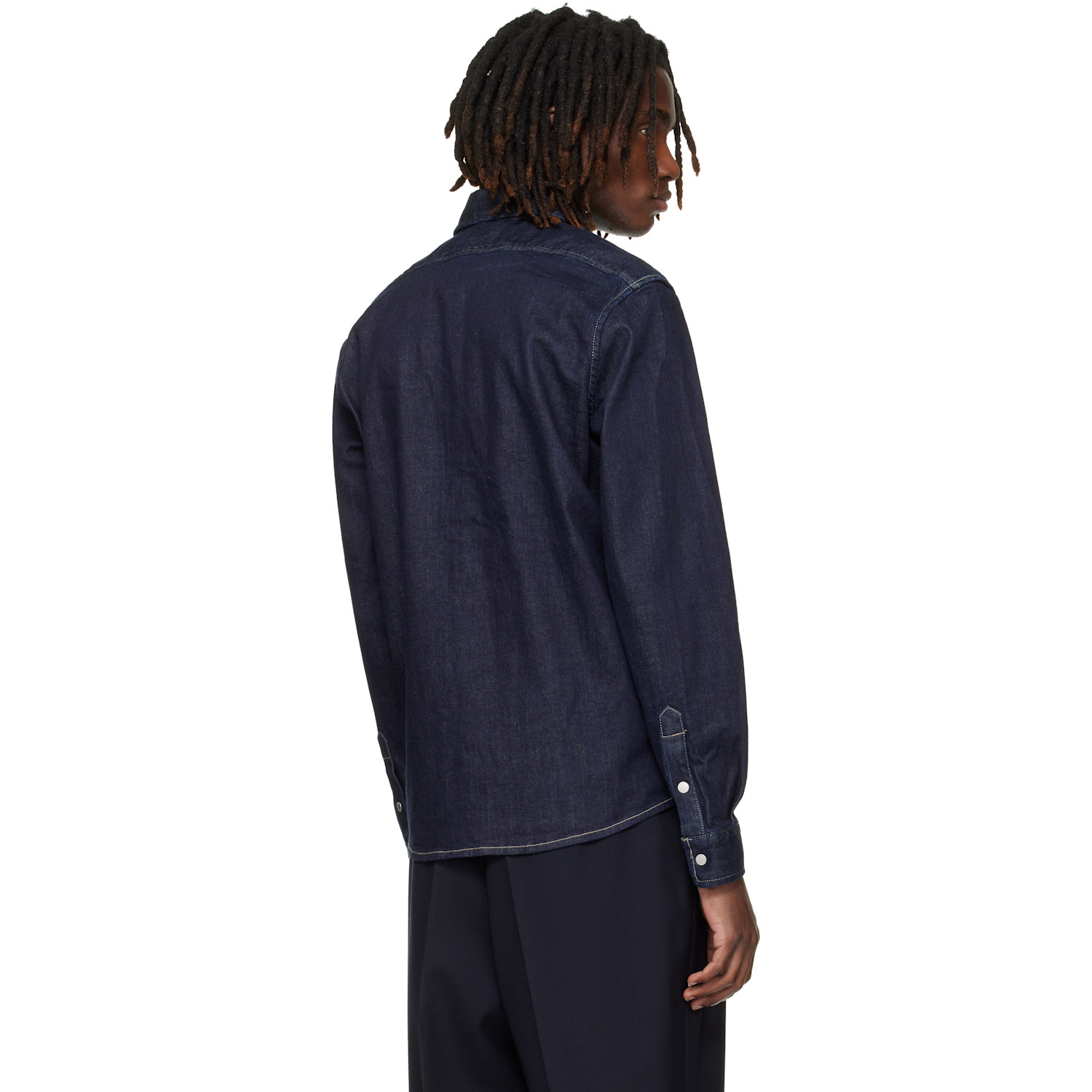  Boss Navy Regular-fit Stretch Denim Shirt 
