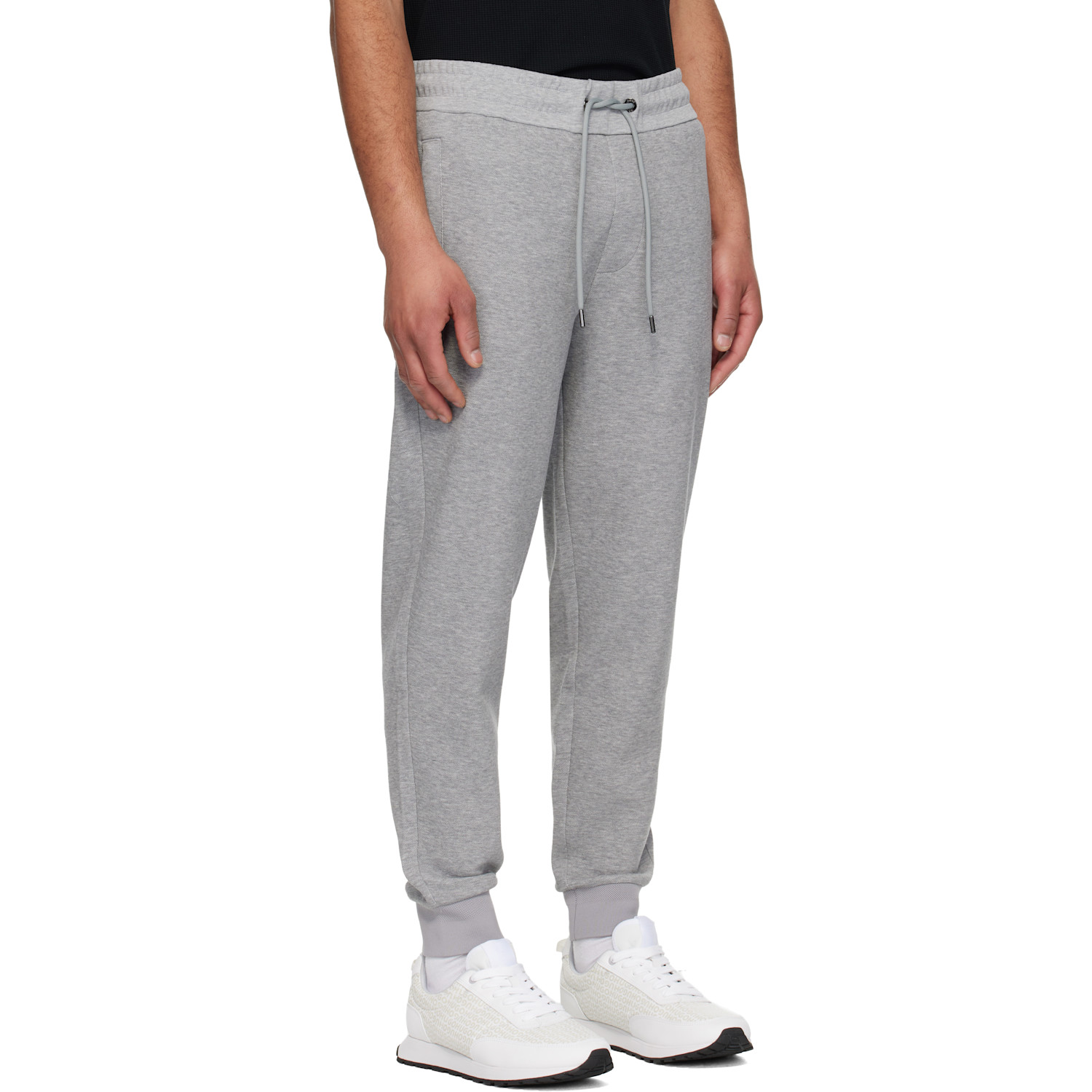  Boss Gray Stretch Cotton Cuffed Hems Sweatpants 