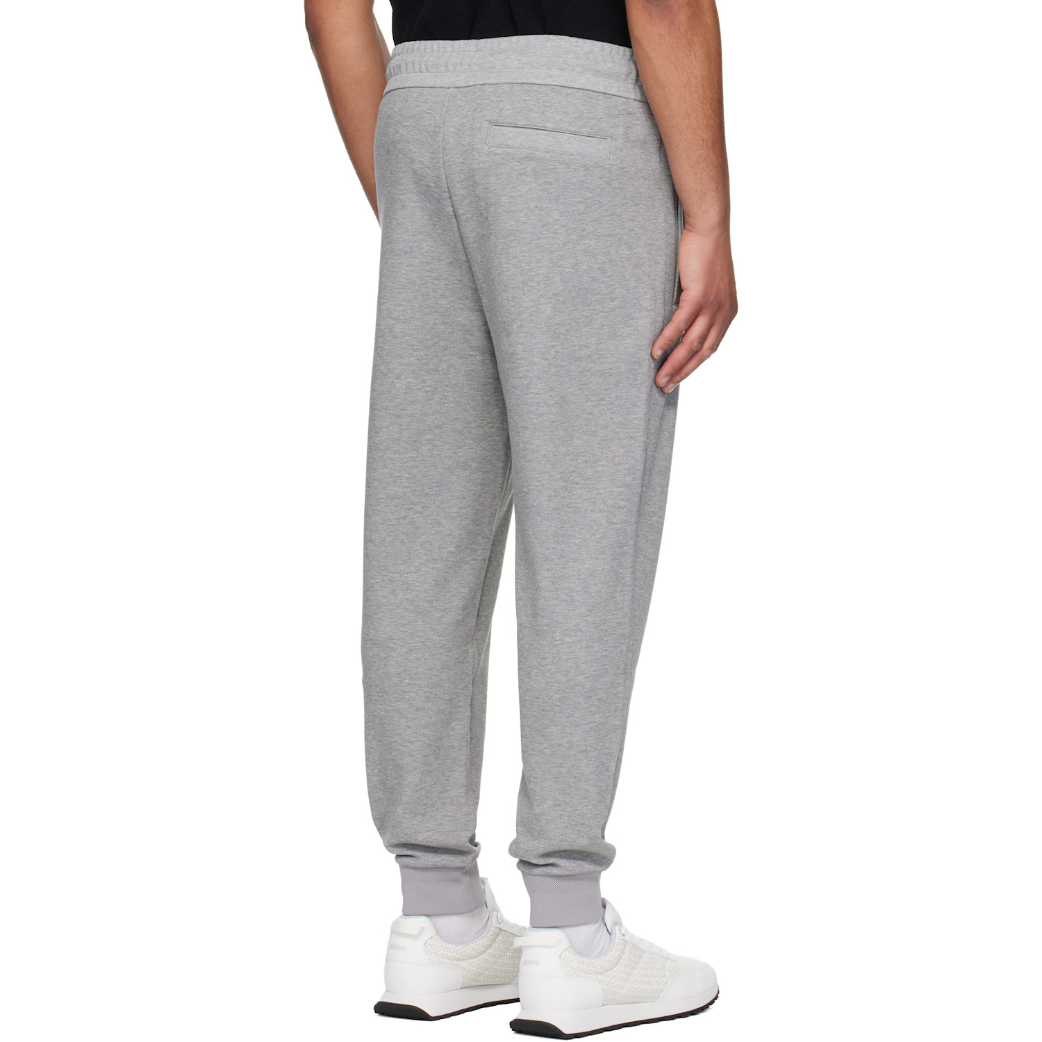  Boss Gray Stretch Cotton Cuffed Hems Sweatpants 