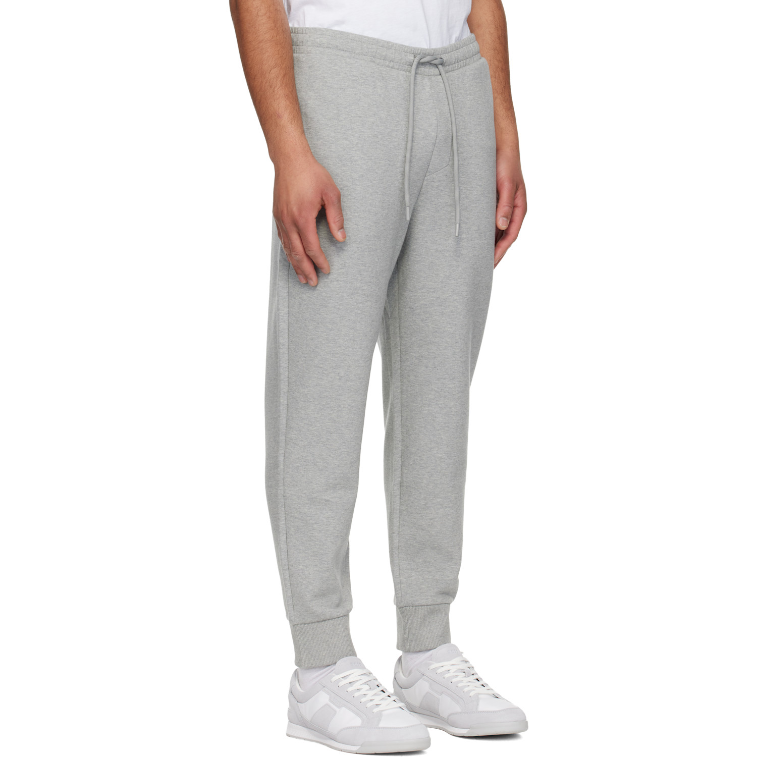  Boss Gray Stretch-cotton Logo Detail Sweatpants 
