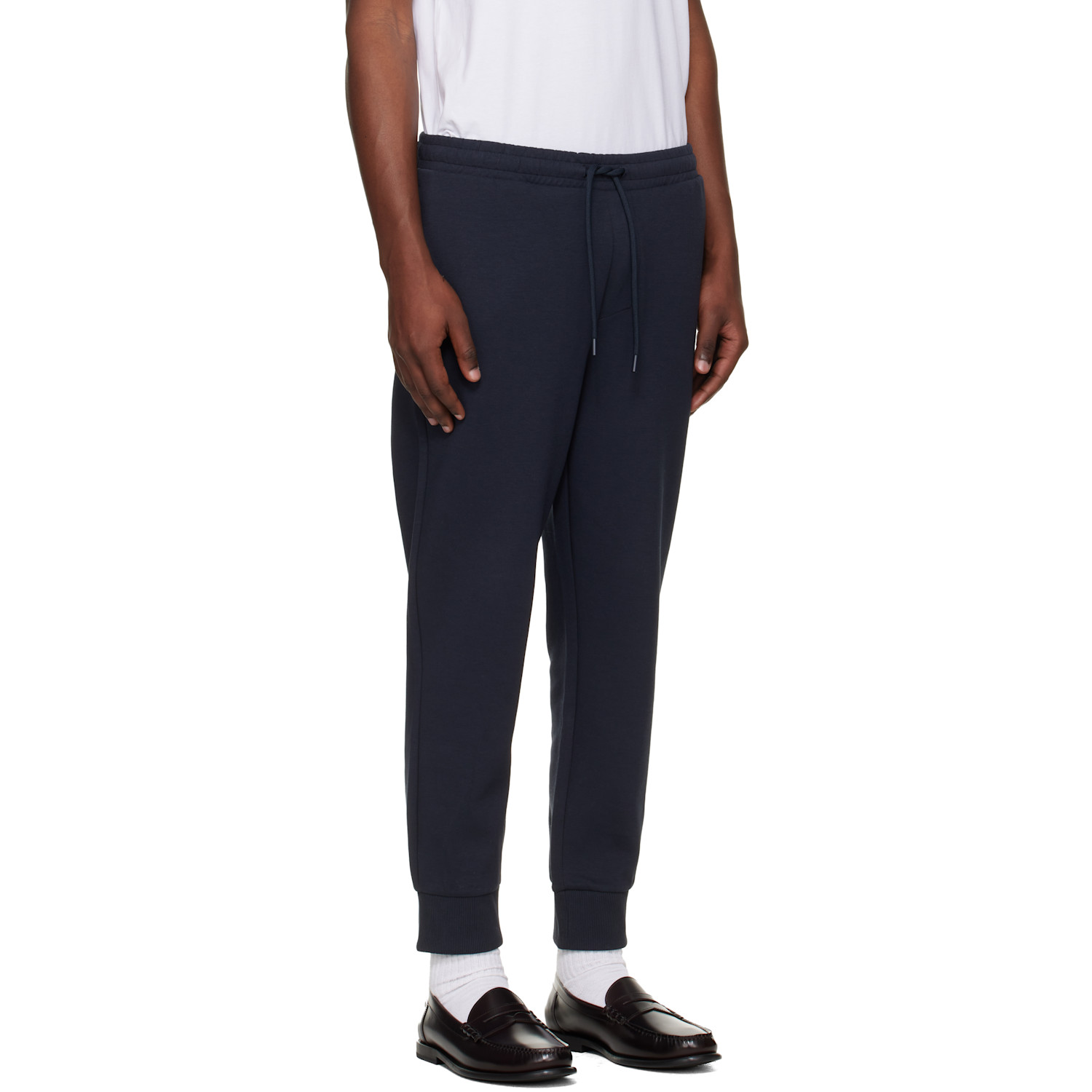  Boss Navy Stretch-cotton Logo Detail Track Pants 