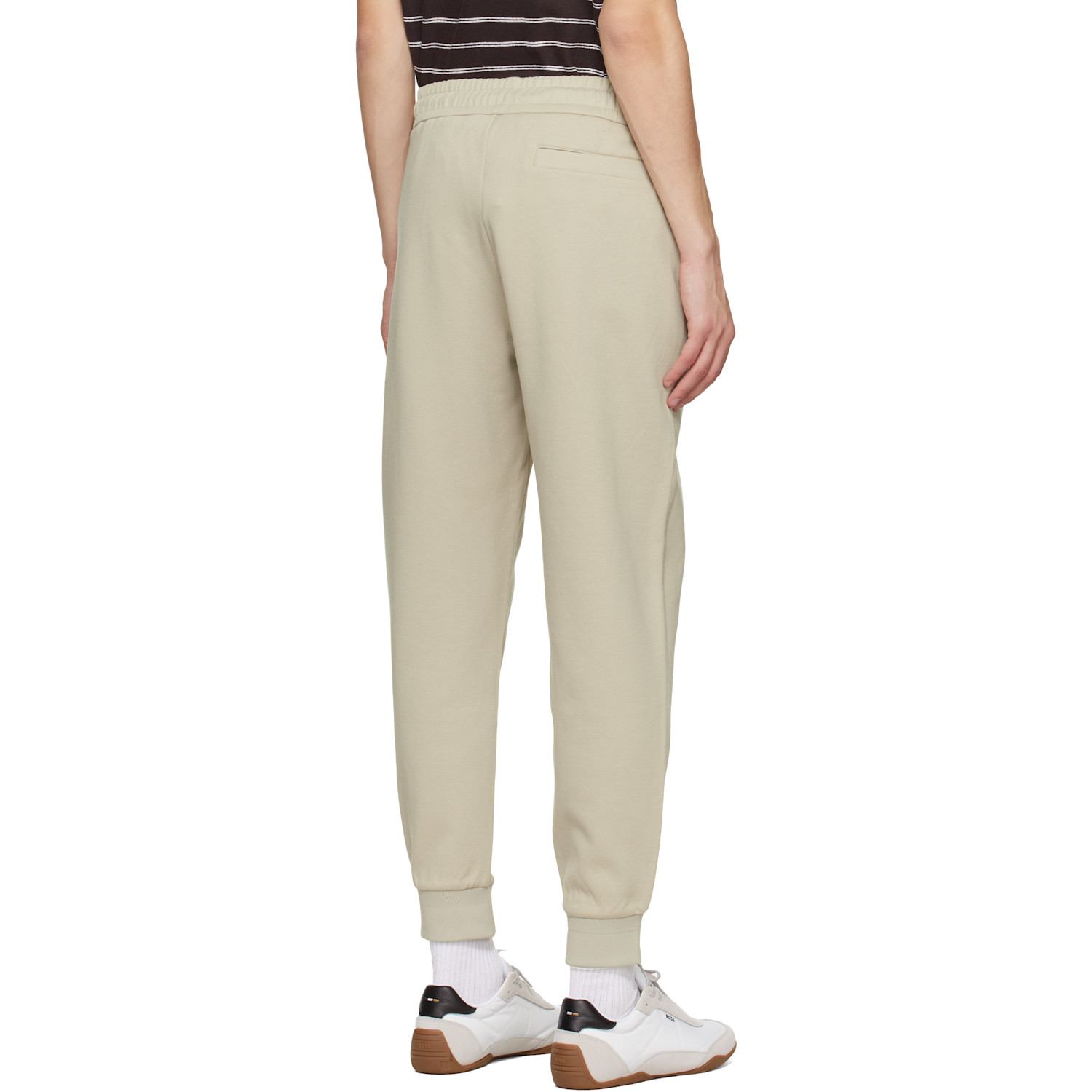  Boss Beige Stretch-cotton Cuffed Hems Track Pants 