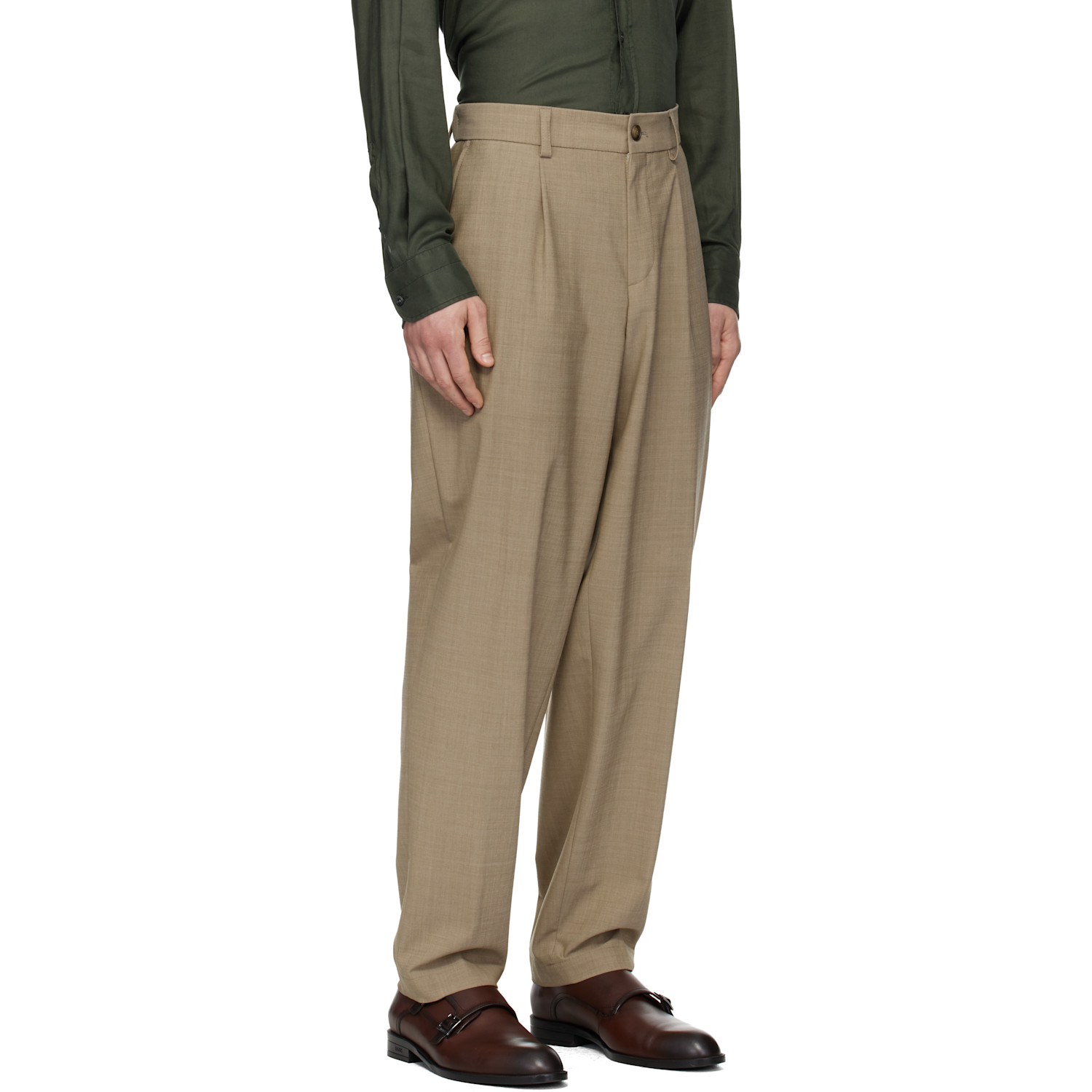  Boss Beige Washable Tapered-fit Trousers 