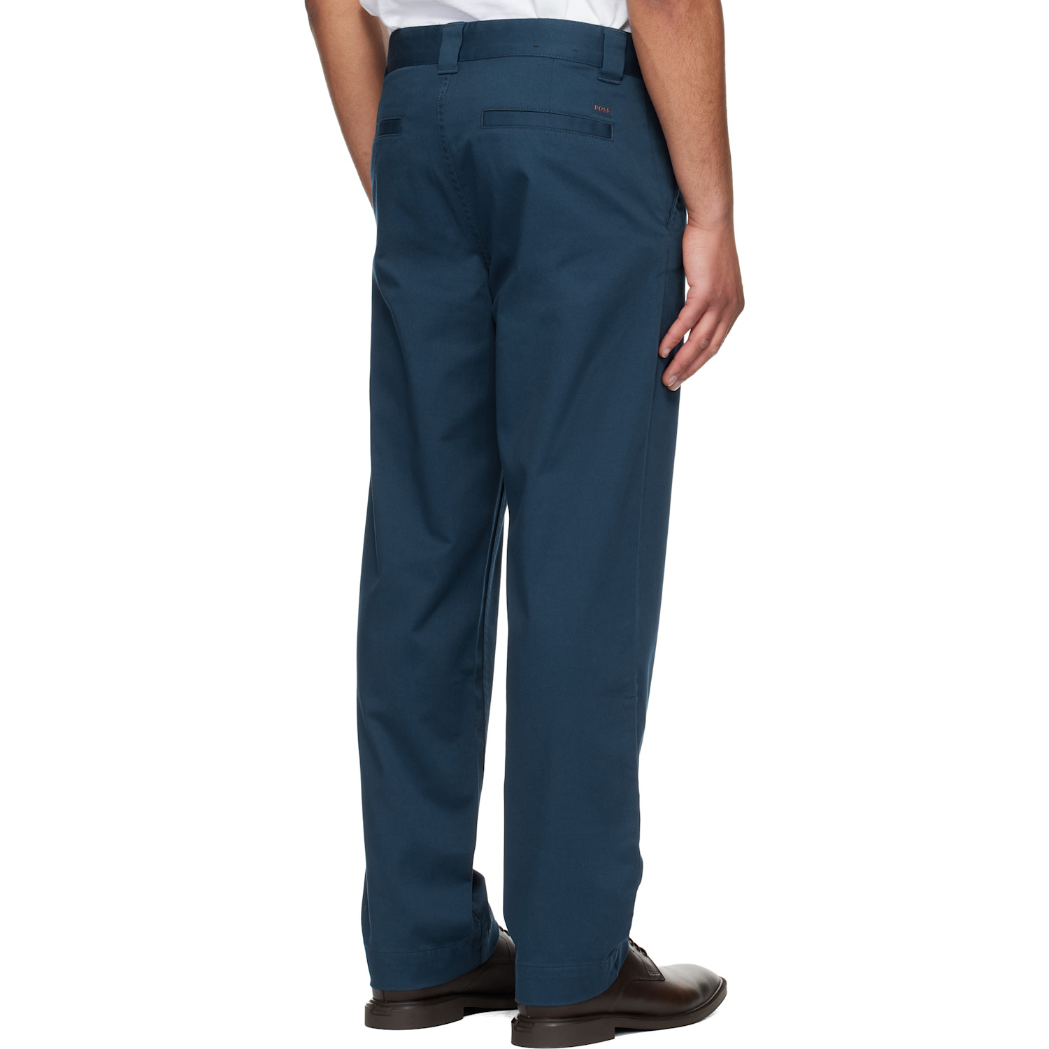  Boss Navy Straight-fit Cotton-blend Twill Trousers 