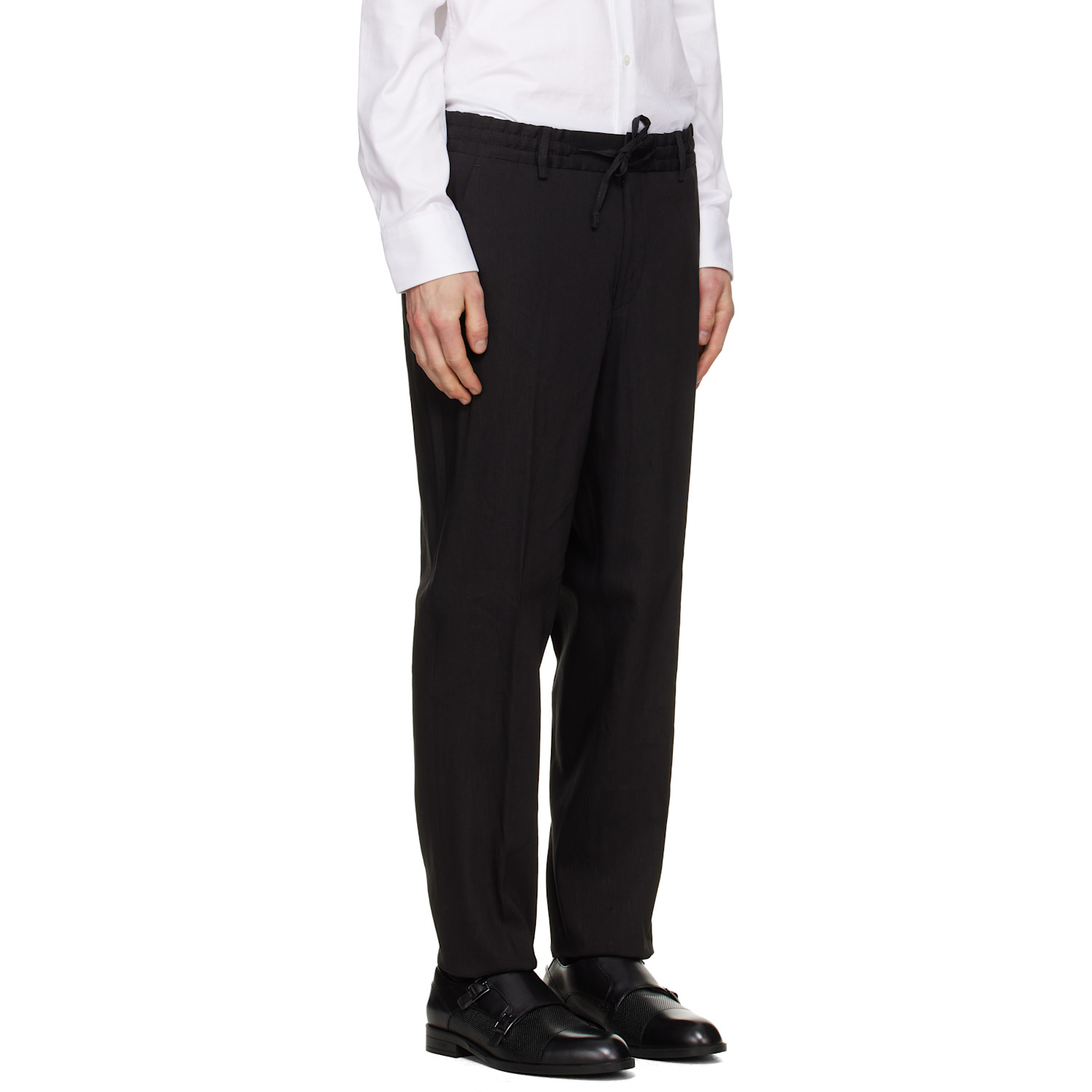  Boss Black Linen-blend Tapered-fit Trousers 