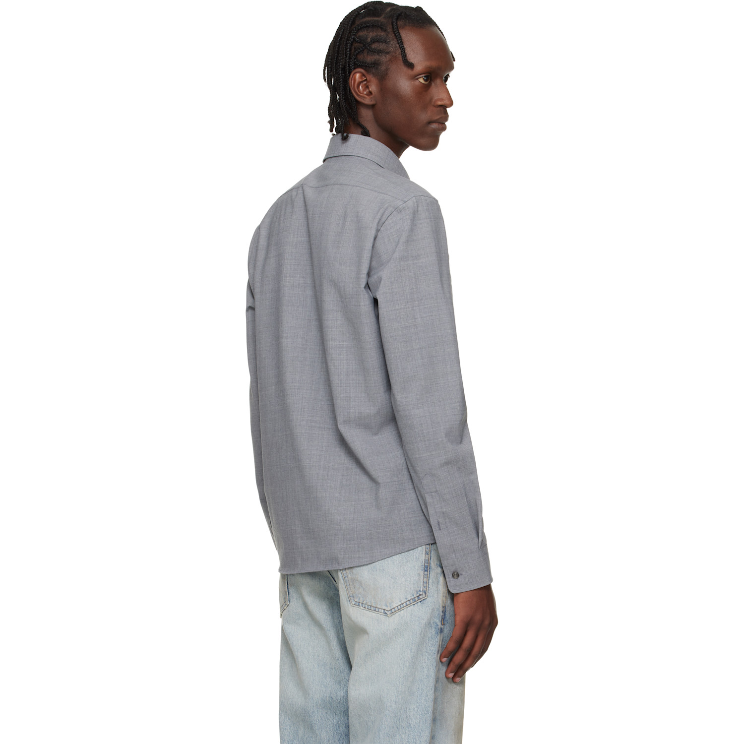  Boss Gray Virgin Wool Shirt 