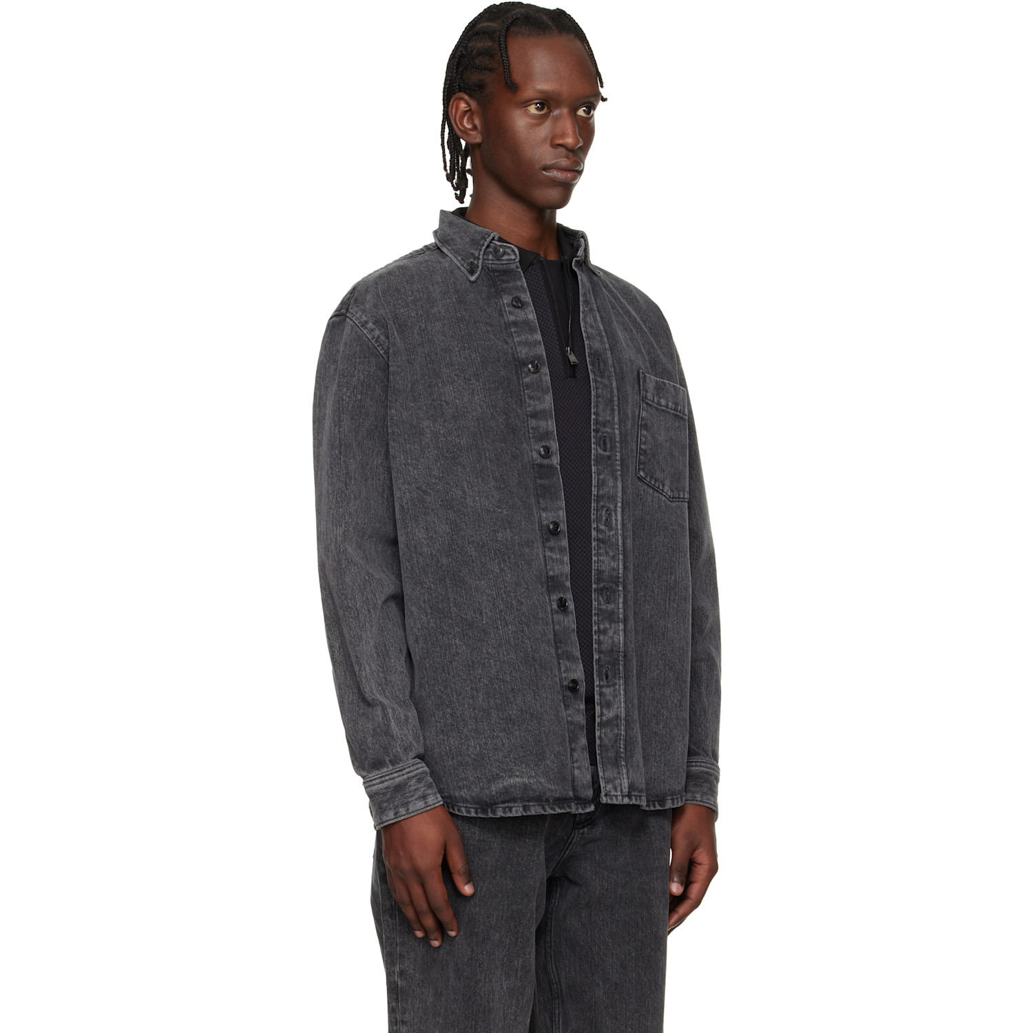 Boss Black Faded Denim Shirt 