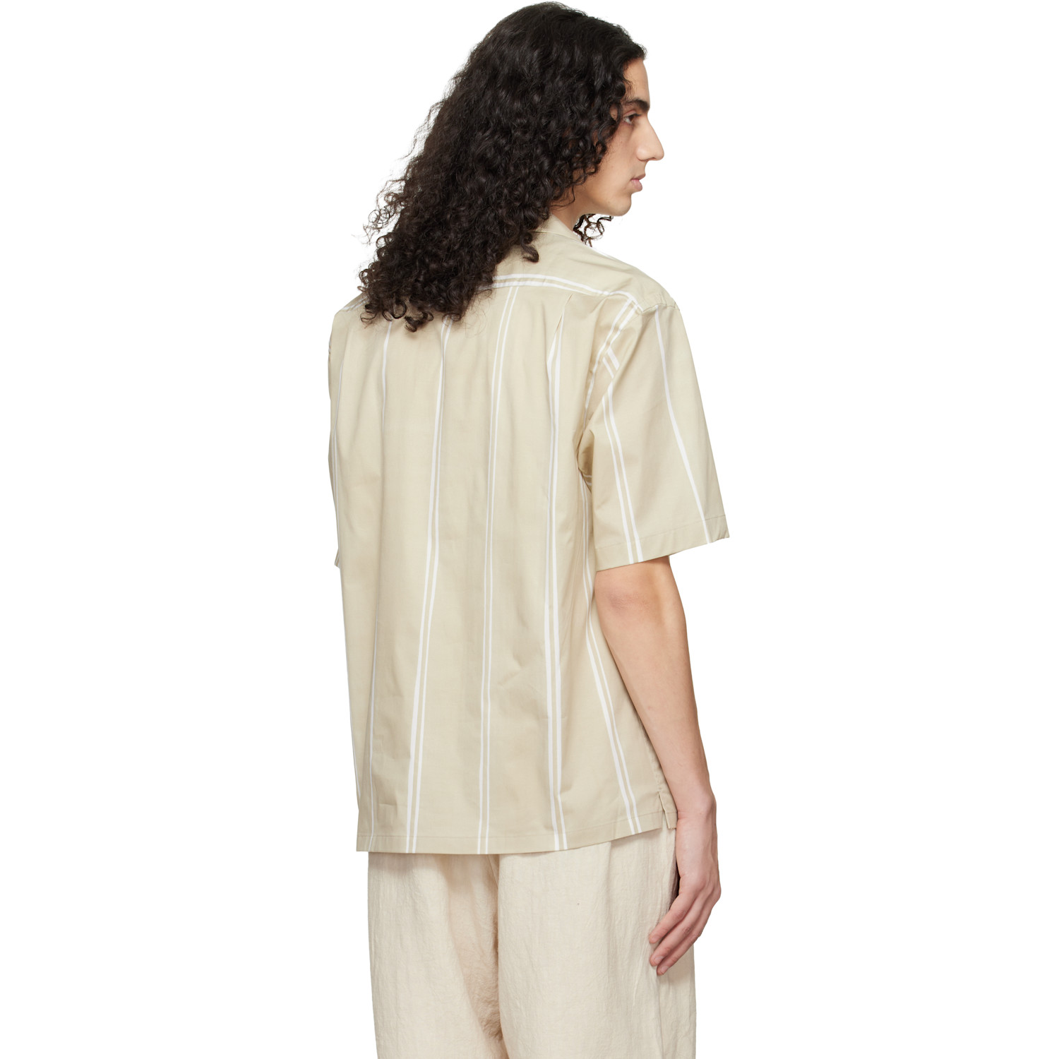  Boss Beige Striped Relaxed-fit Stretch Cotton Shirt 