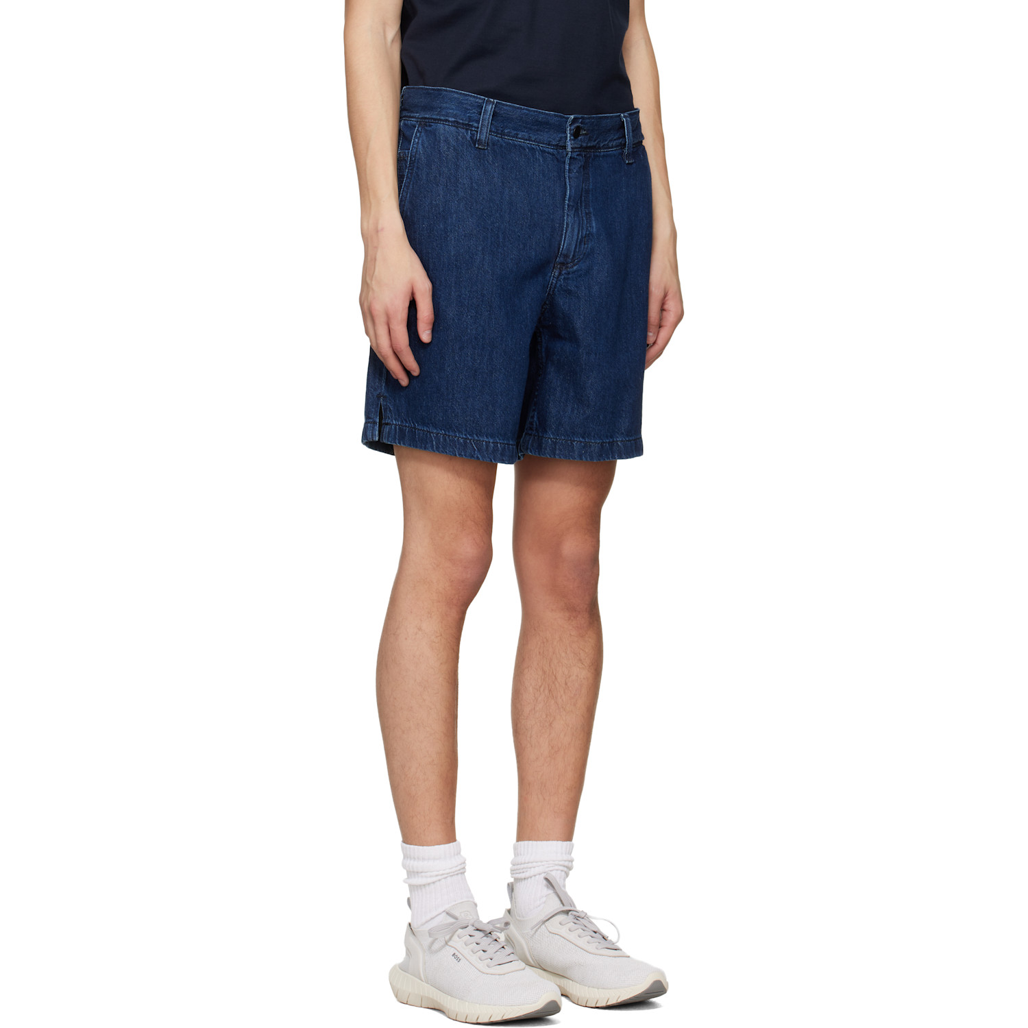  Boss Blue Elasticized Waistband Denim Shorts 