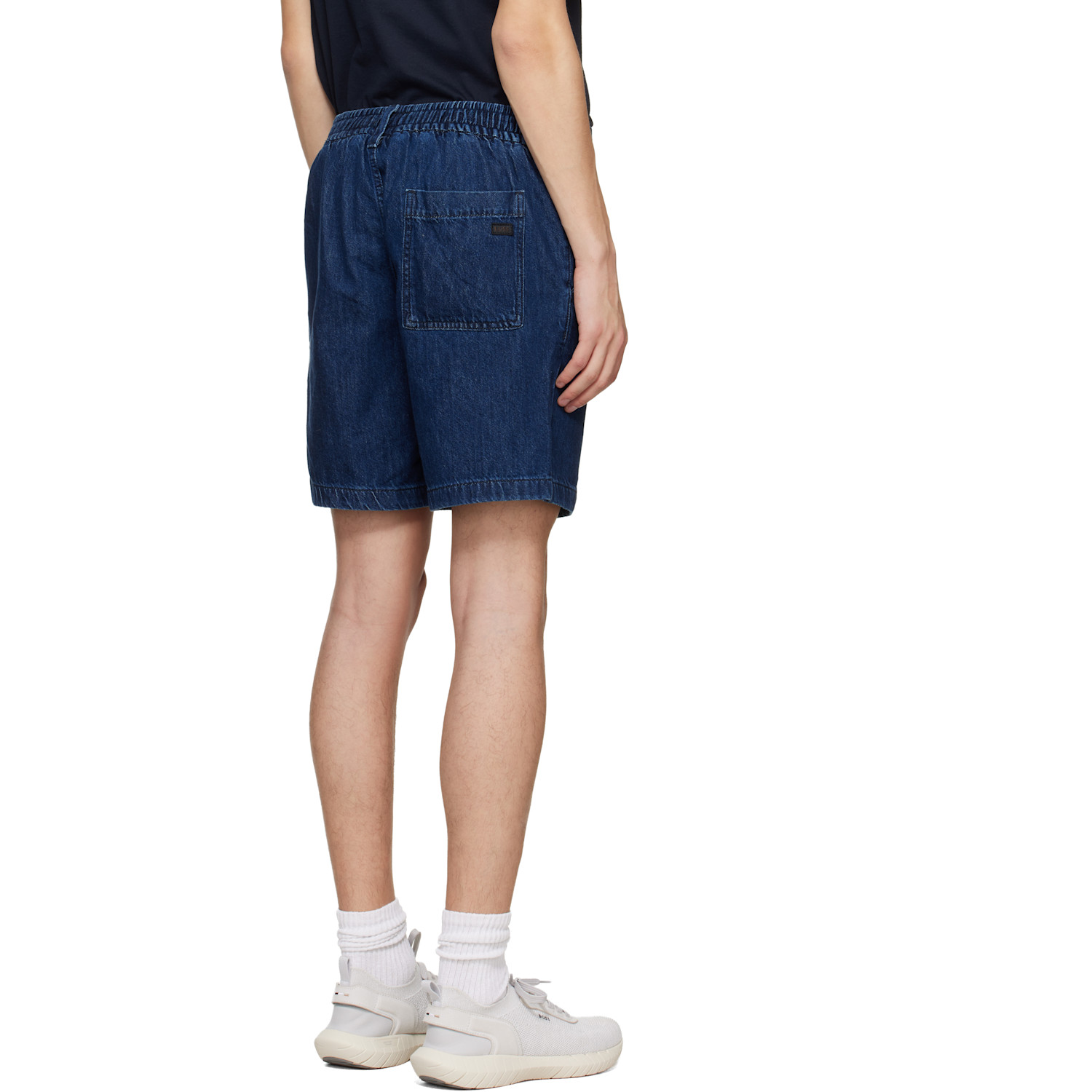  Boss Blue Elasticized Waistband Denim Shorts 