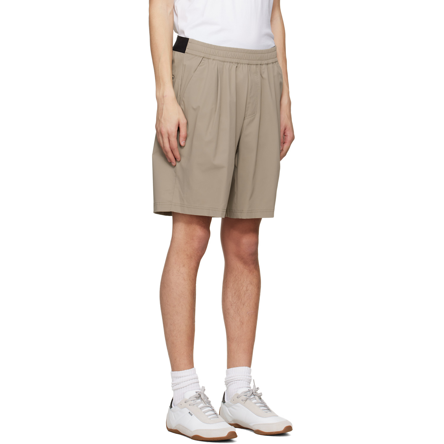  Boss Taupe Water-repellent Micro-waffle Shorts 