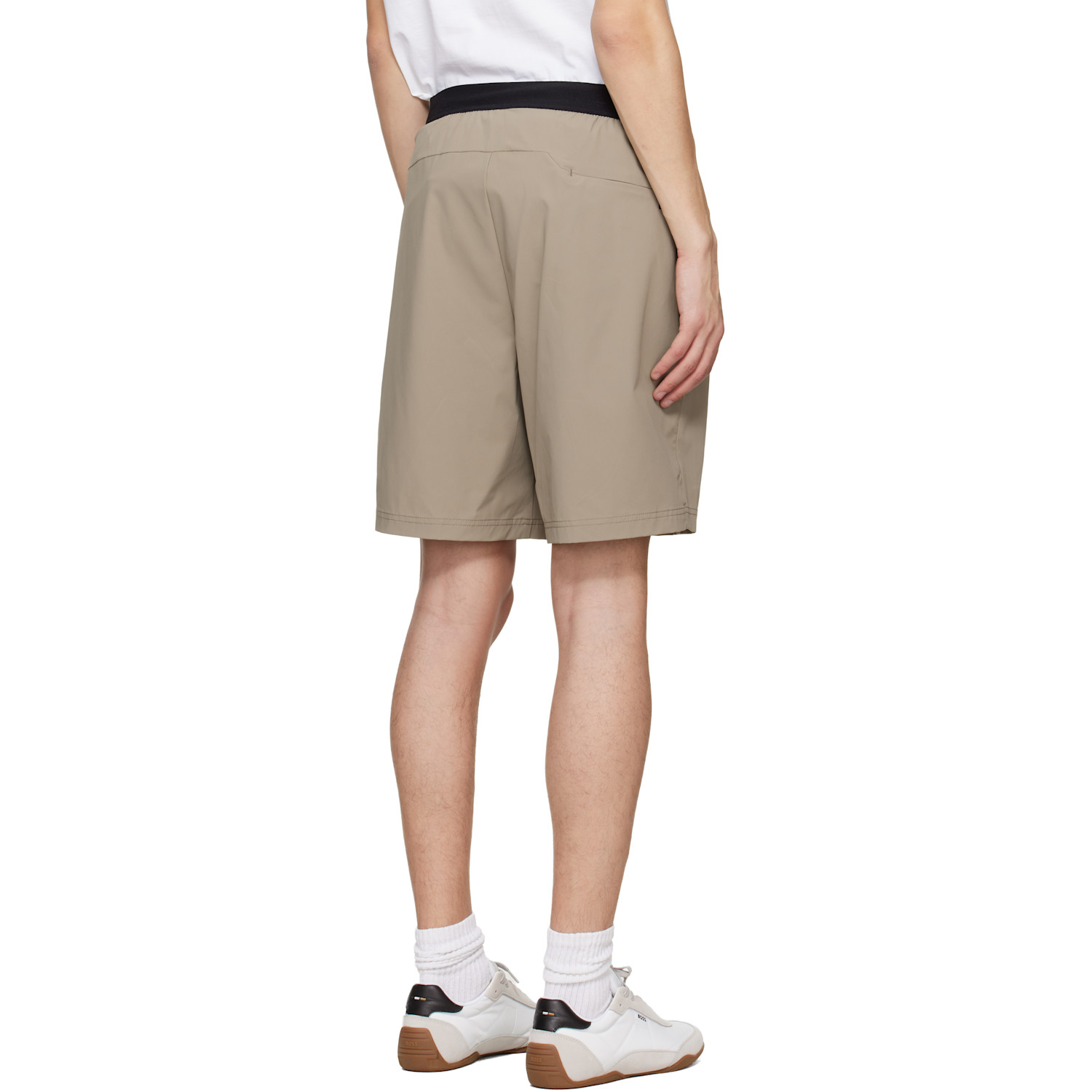  Boss Taupe Water-repellent Micro-waffle Shorts 