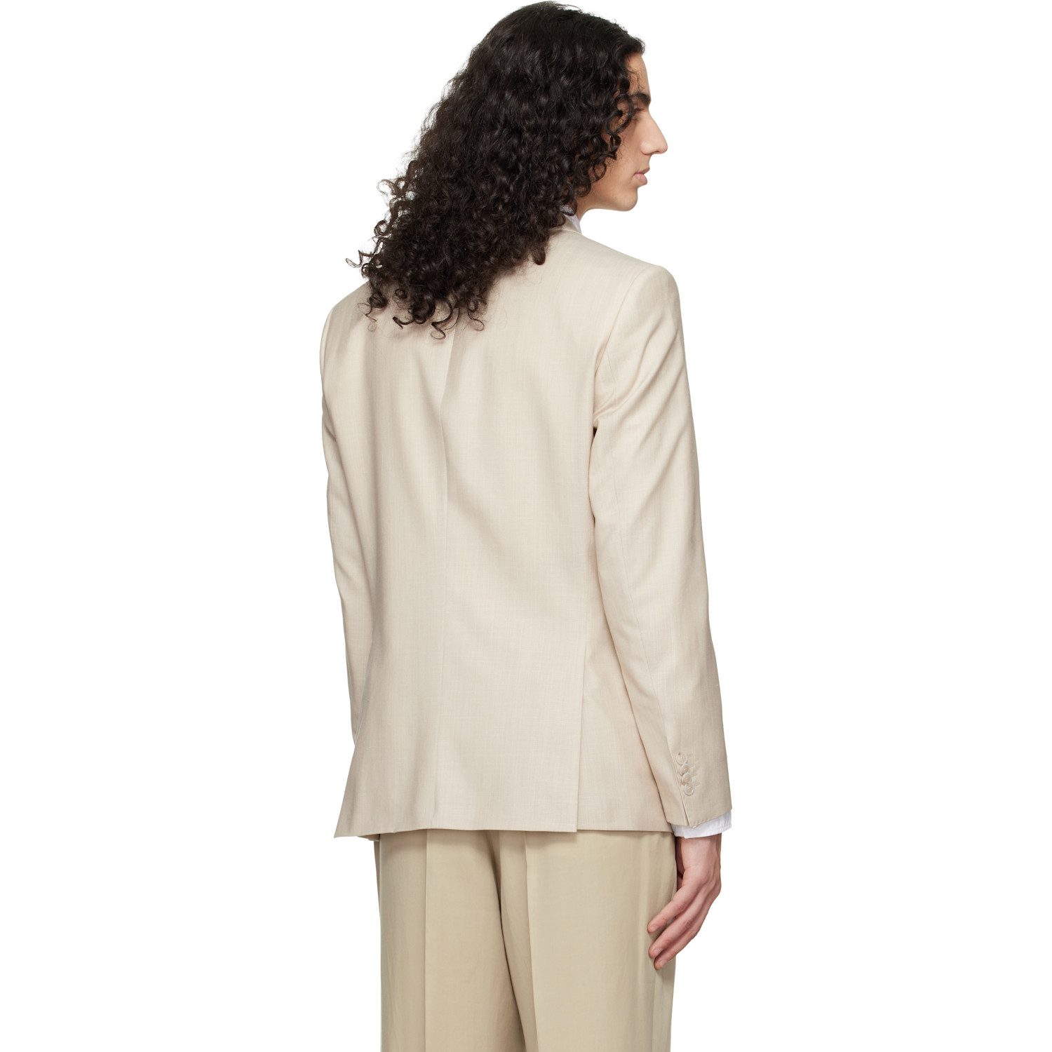  Boss Beige Slim-fit Wool Silk & Linen Blazer 
