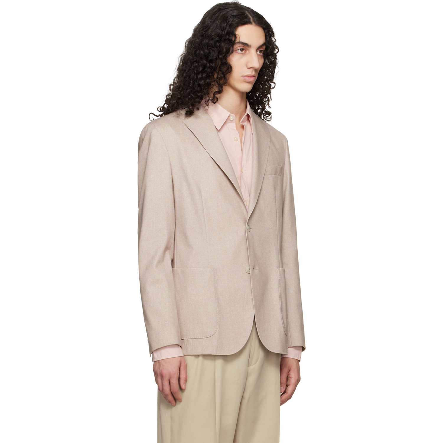 Boss Beige Slim-fit Cotton-blend Blazer 