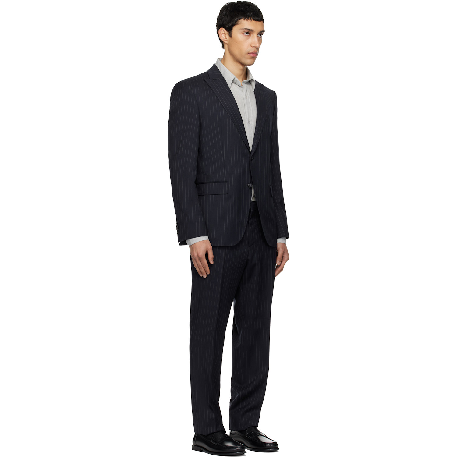  Boss Navy Striped Wool Suit 