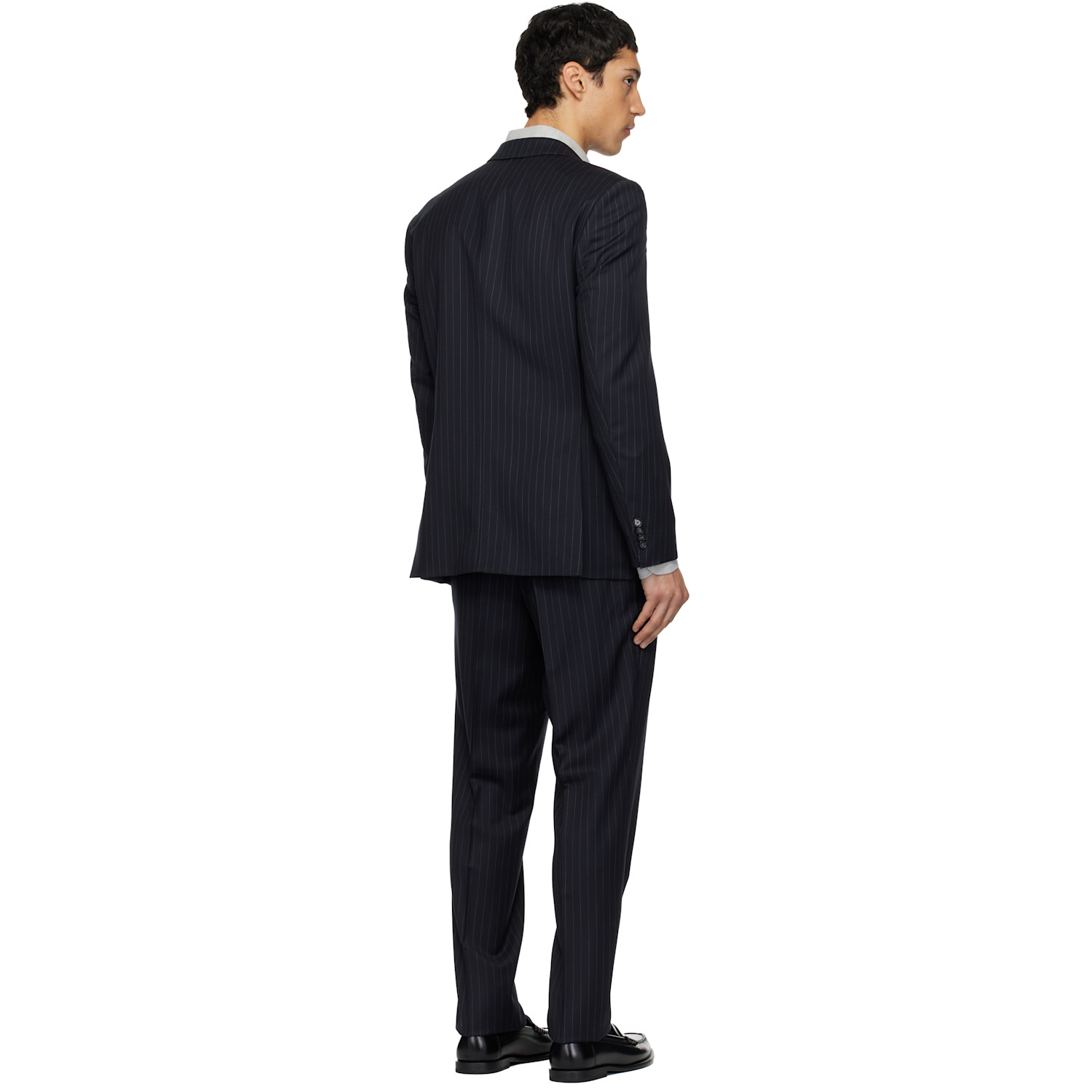  Boss Navy Striped Wool Suit 