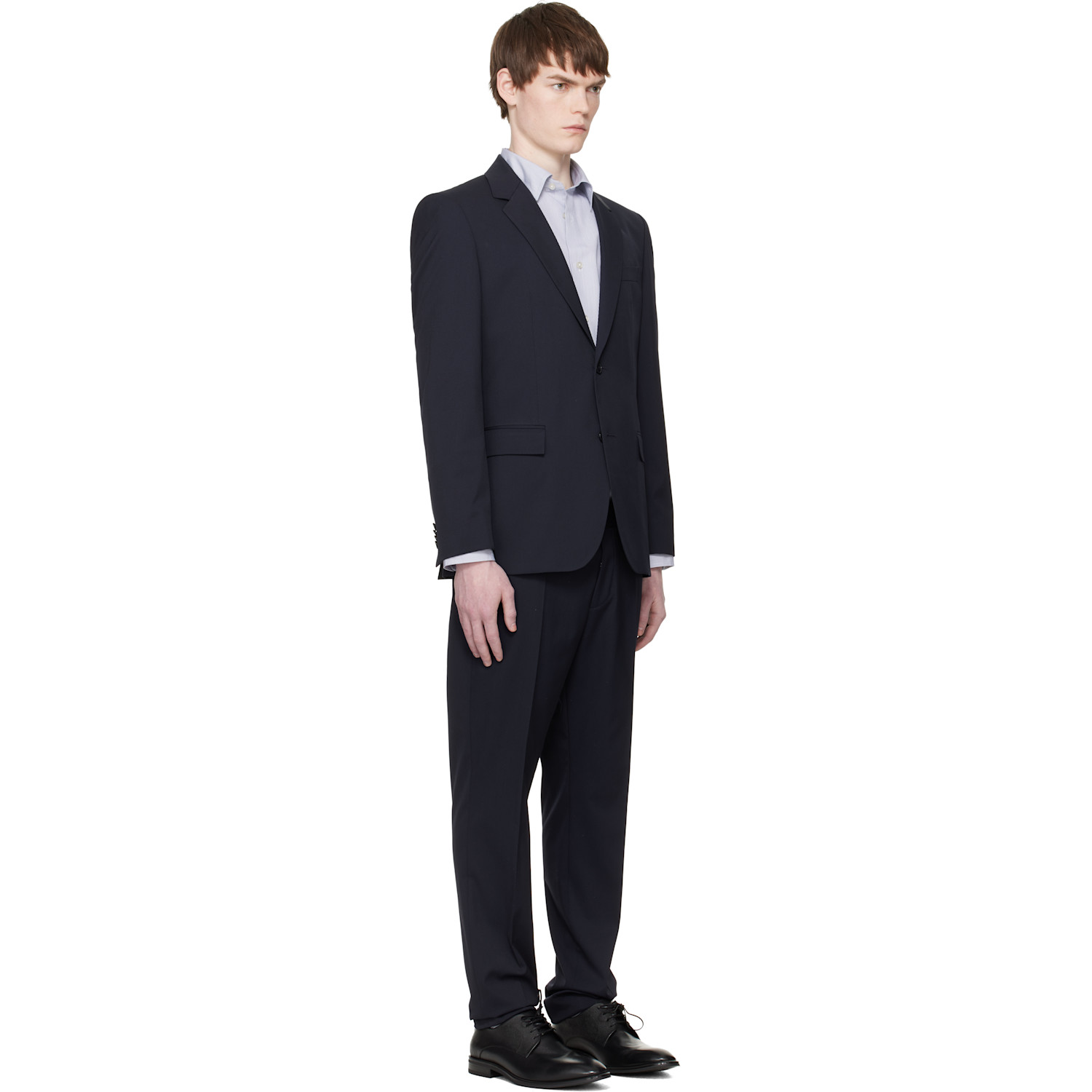 Boss Navy Two-piece Stretch Wool Suit 