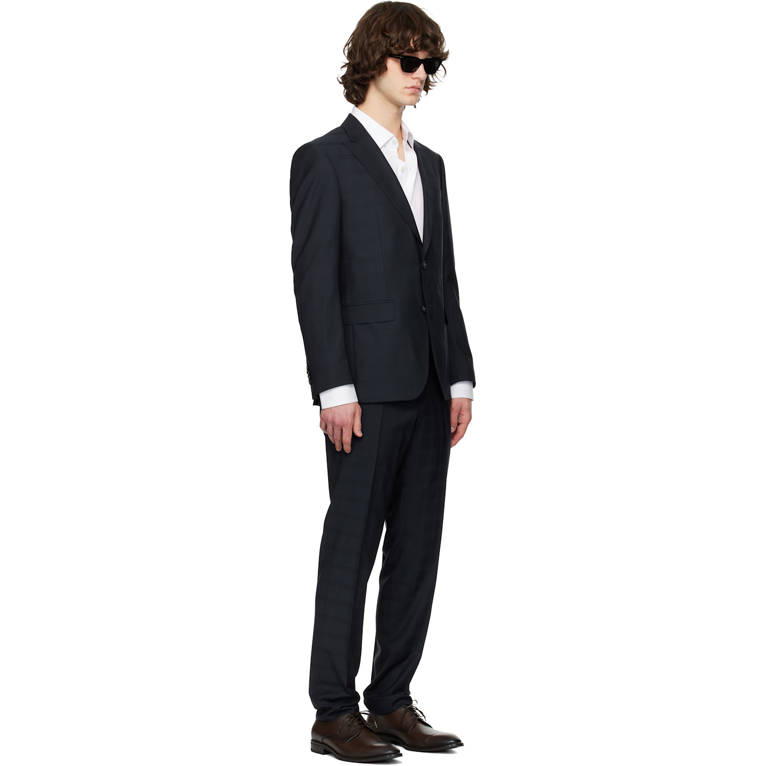  Boss Navy Checkered Suit 