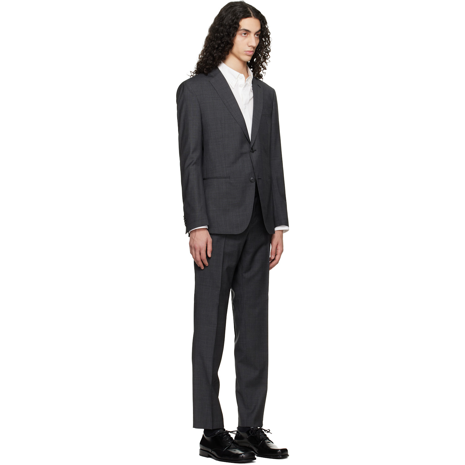  Boss Gray Two-piece Slim-fit Virgin Wool Suit 