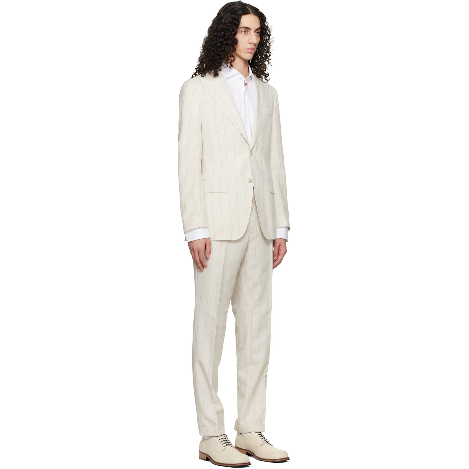  Boss Off-white Two-piece Slim-fit Cotton Wool Suit 