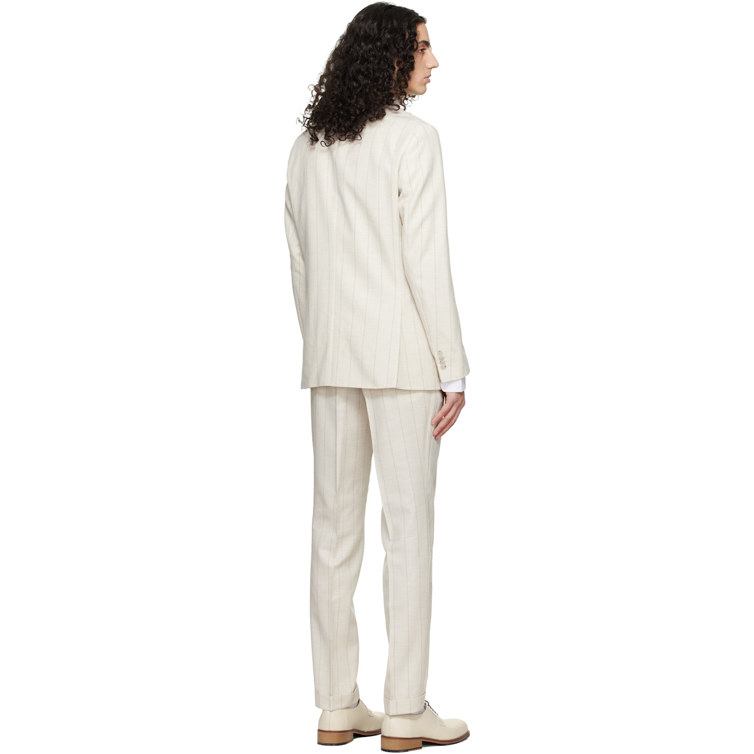  Boss Off-white Two-piece Slim-fit Cotton Wool Suit 