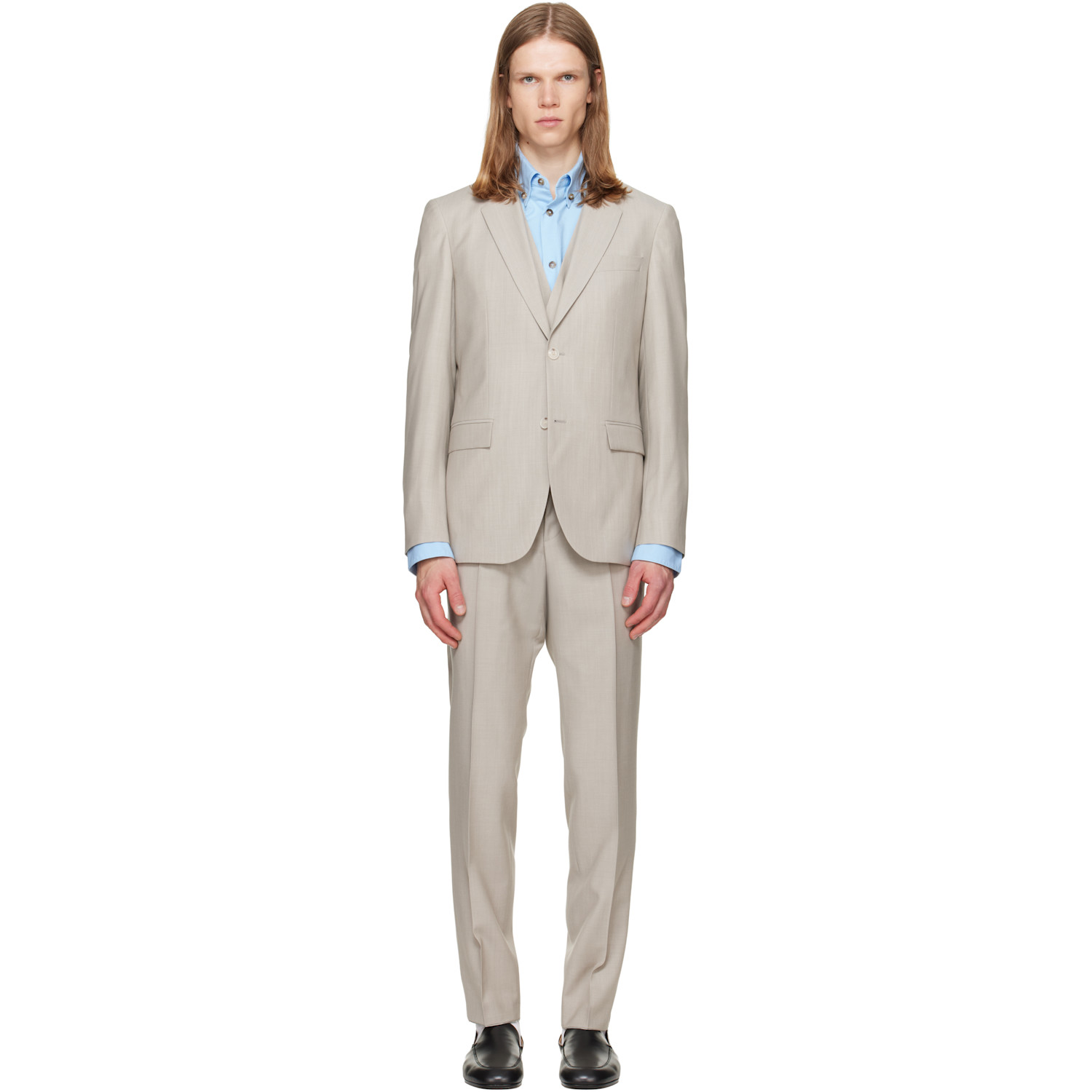 BOSS Gray Three-Piece Slim-Fit Suit
