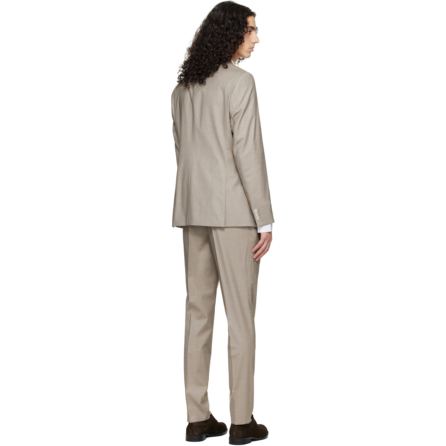  Boss Taupe Two-piece Slim-fit Stretch Wool Suit 
