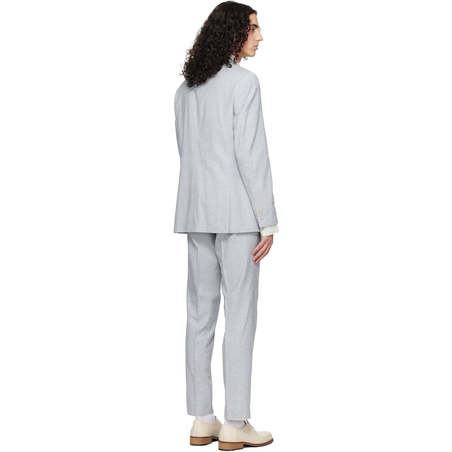  Boss Blue Two-piece Regular-fit Stretch Bouclé Suit 