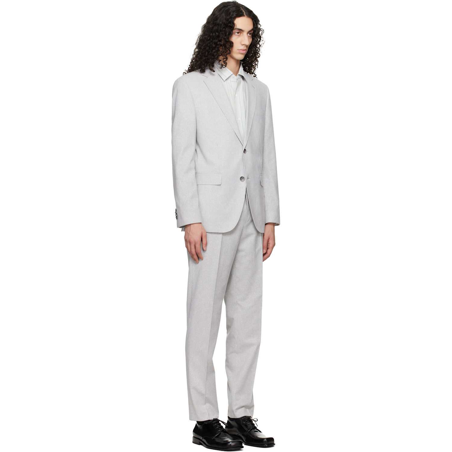  Boss Gray Two-piece Regular-fit Stretch Bouclé Suit 