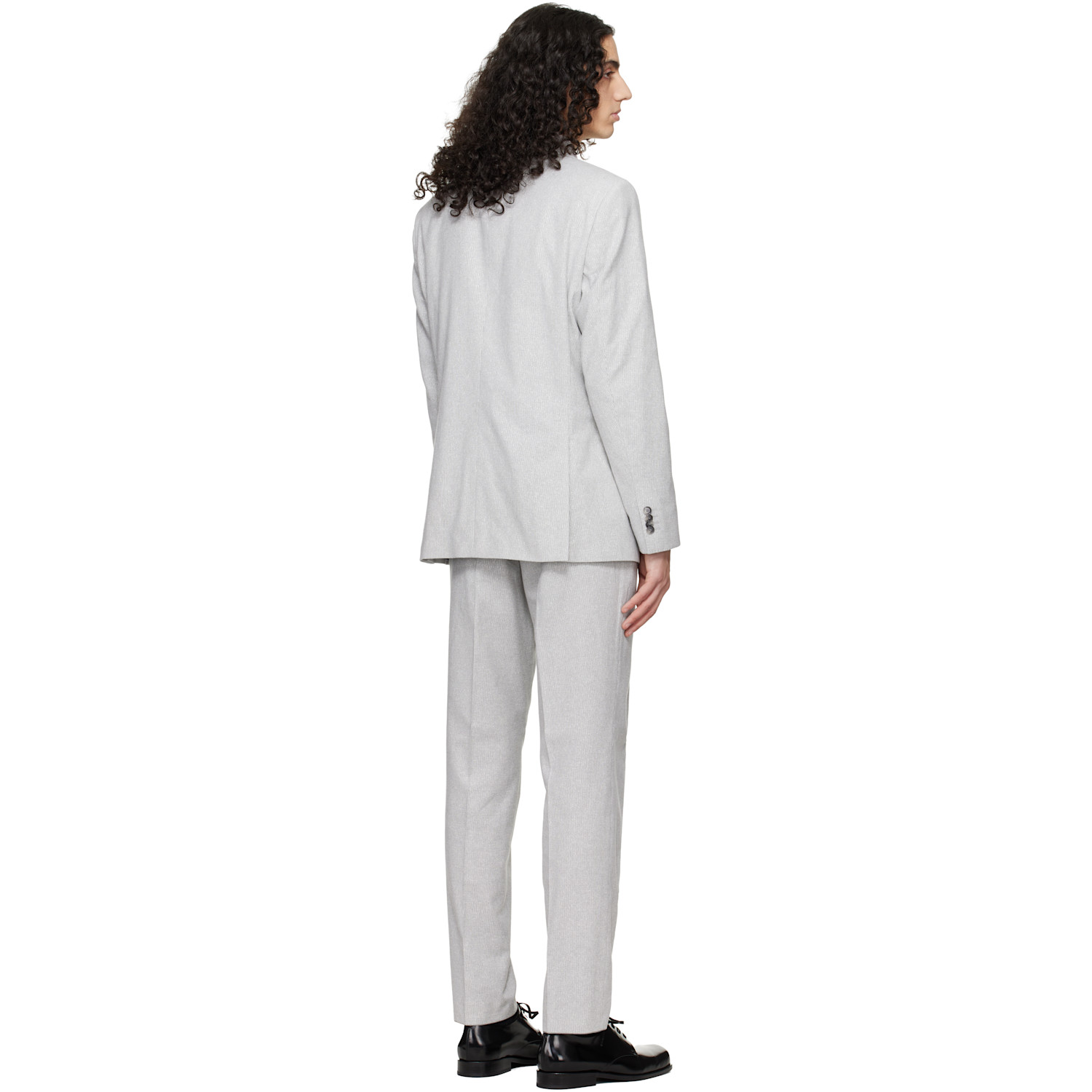  Boss Gray Two-piece Regular-fit Stretch Bouclé Suit 