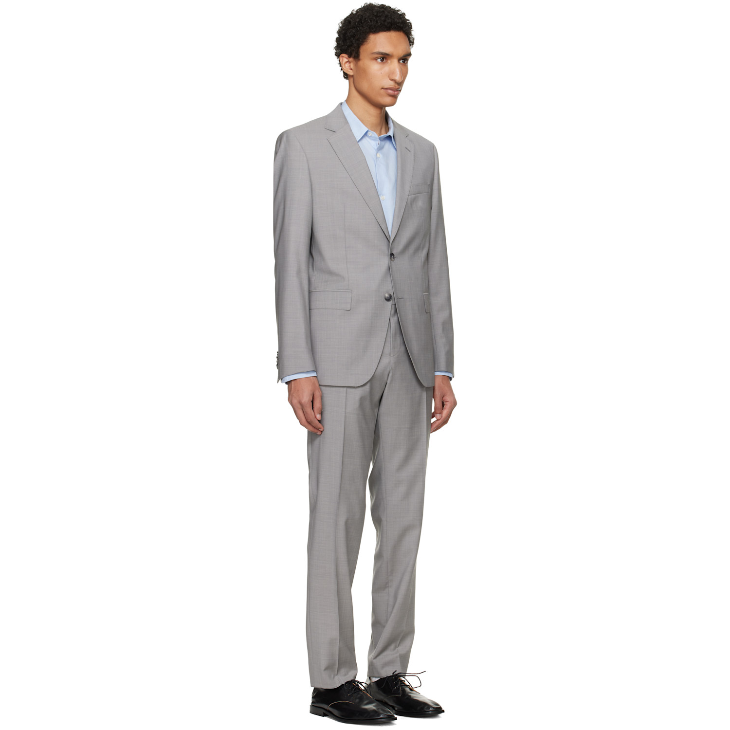  Boss Gray Slim-fit Virgin Wool Suit 