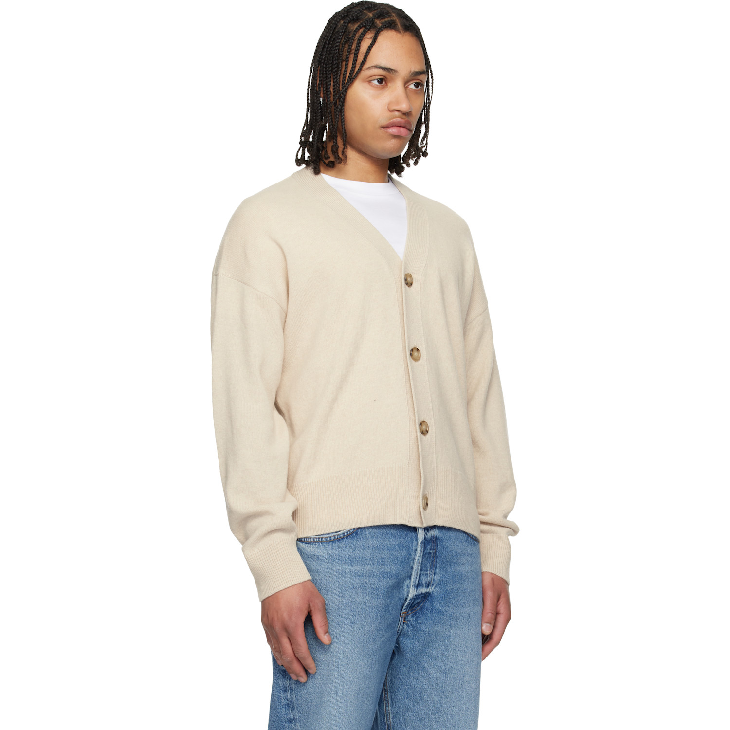  Boss Off-white Virgin-wool Relaxed Fit Cardigan 