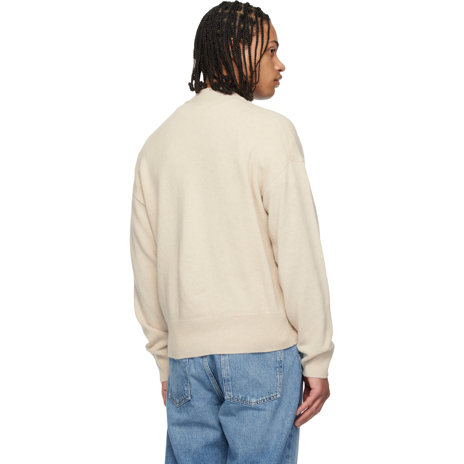  Boss Off-white Virgin-wool Relaxed Fit Cardigan 