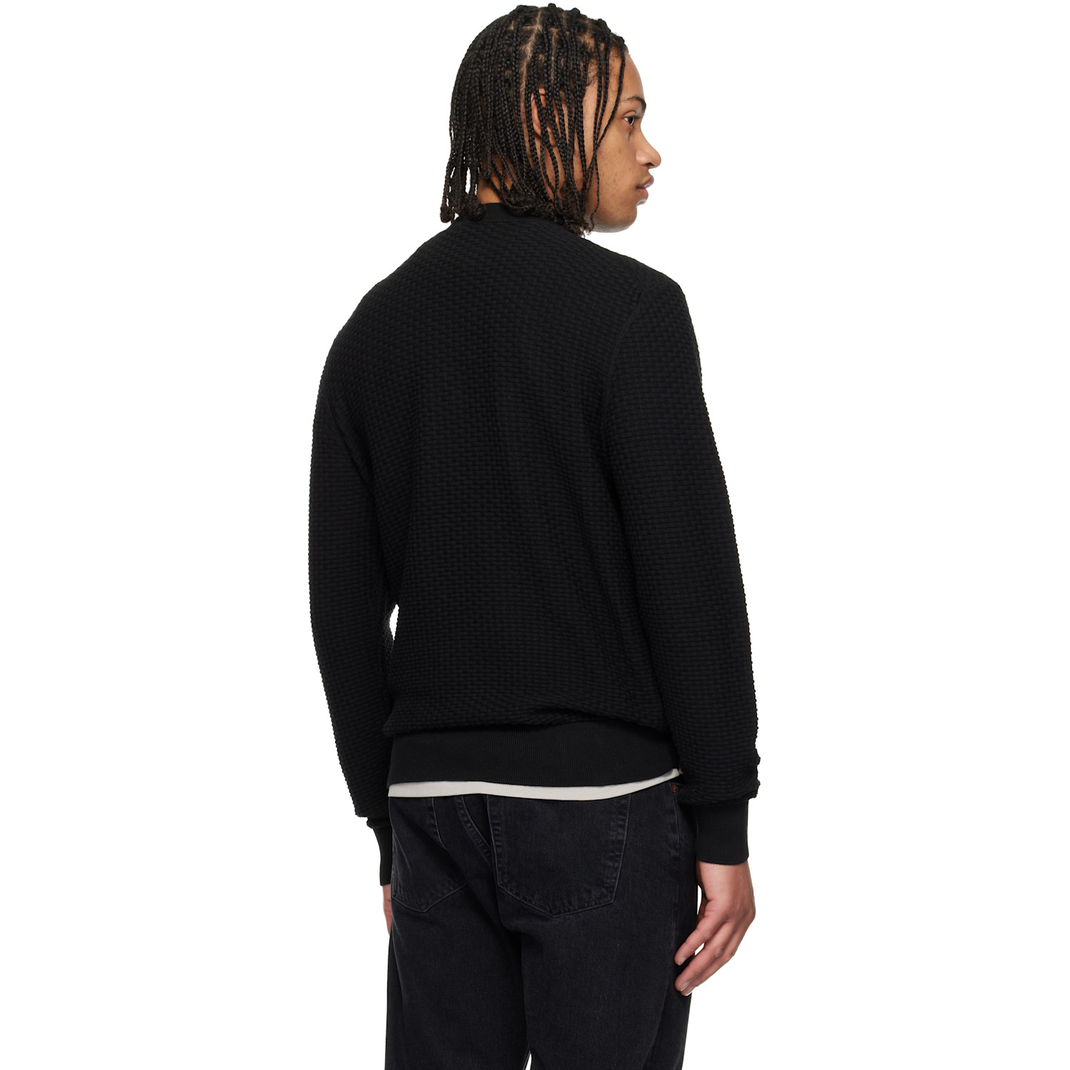  Boss Black Cotton Knitted Structure Sweater 
