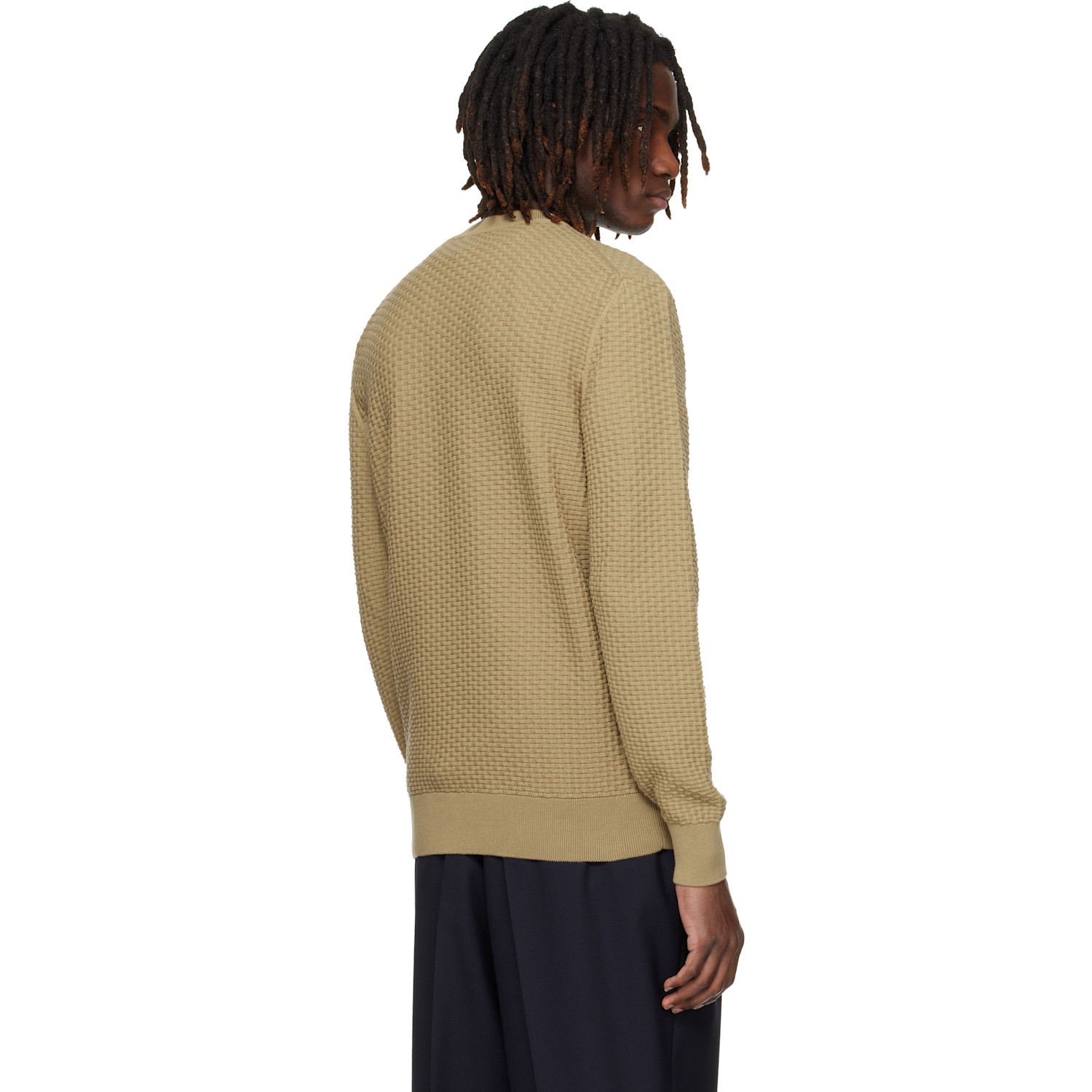  Boss Beige Cotton Knitted Structure Sweater 
