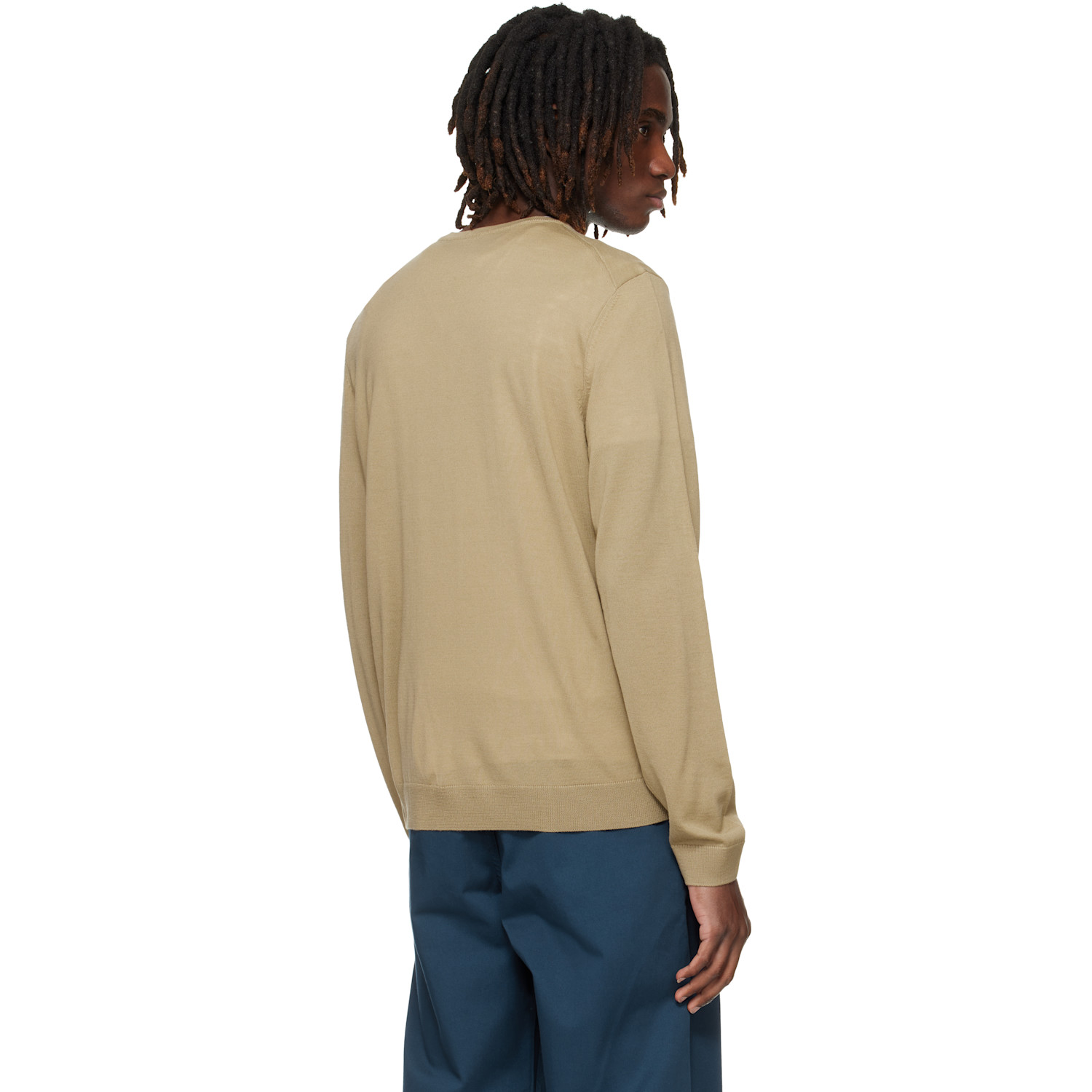  Boss Beige Merino-wool Slim Fit Sweater 