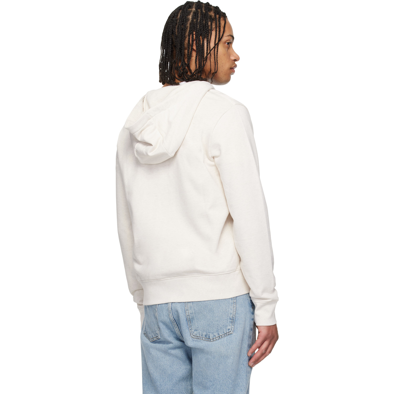  Boss Off-white Cotton Terry Tonal Logo Hoodie 