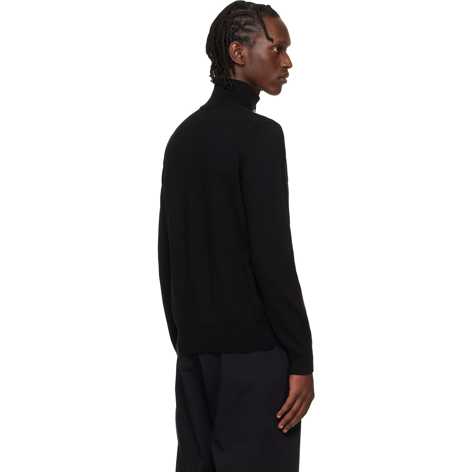  Boss Black Zip-neck Cotton & Cashmere Sweater 