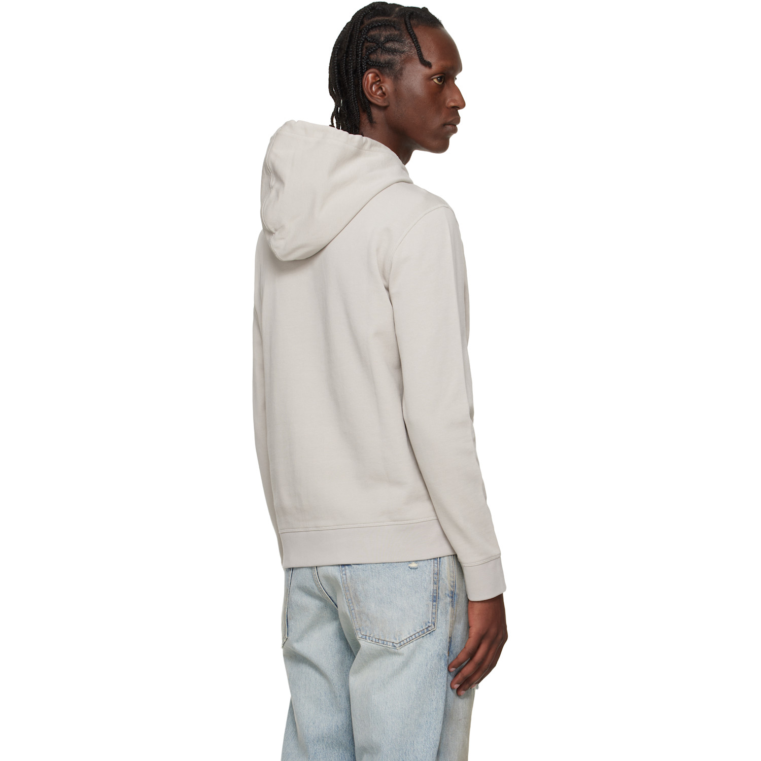  Boss Gray Logo Patch Cotton-terry Hoodie 