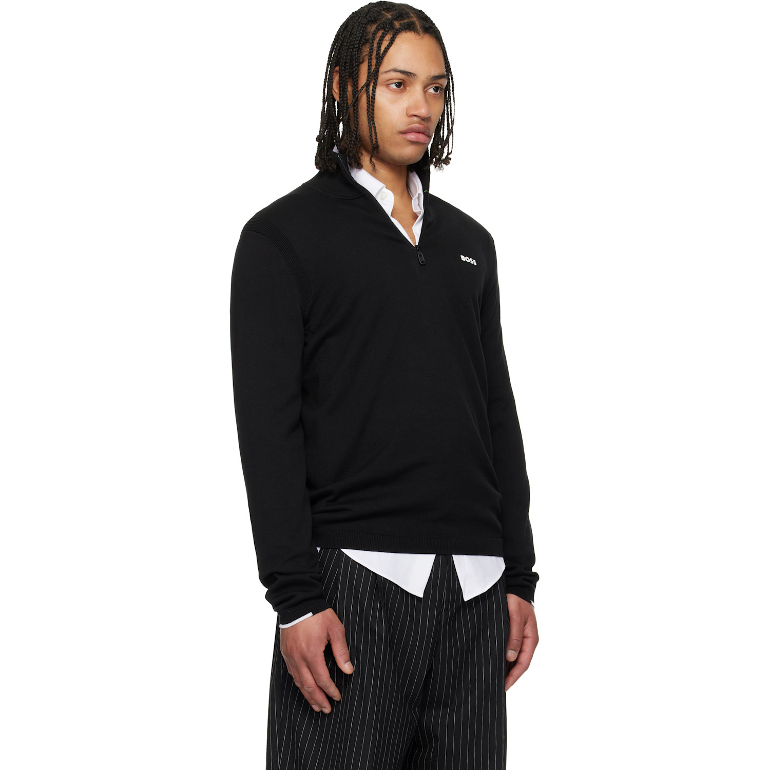  Boss Black Cotton Quarter Zip Track Jacket 