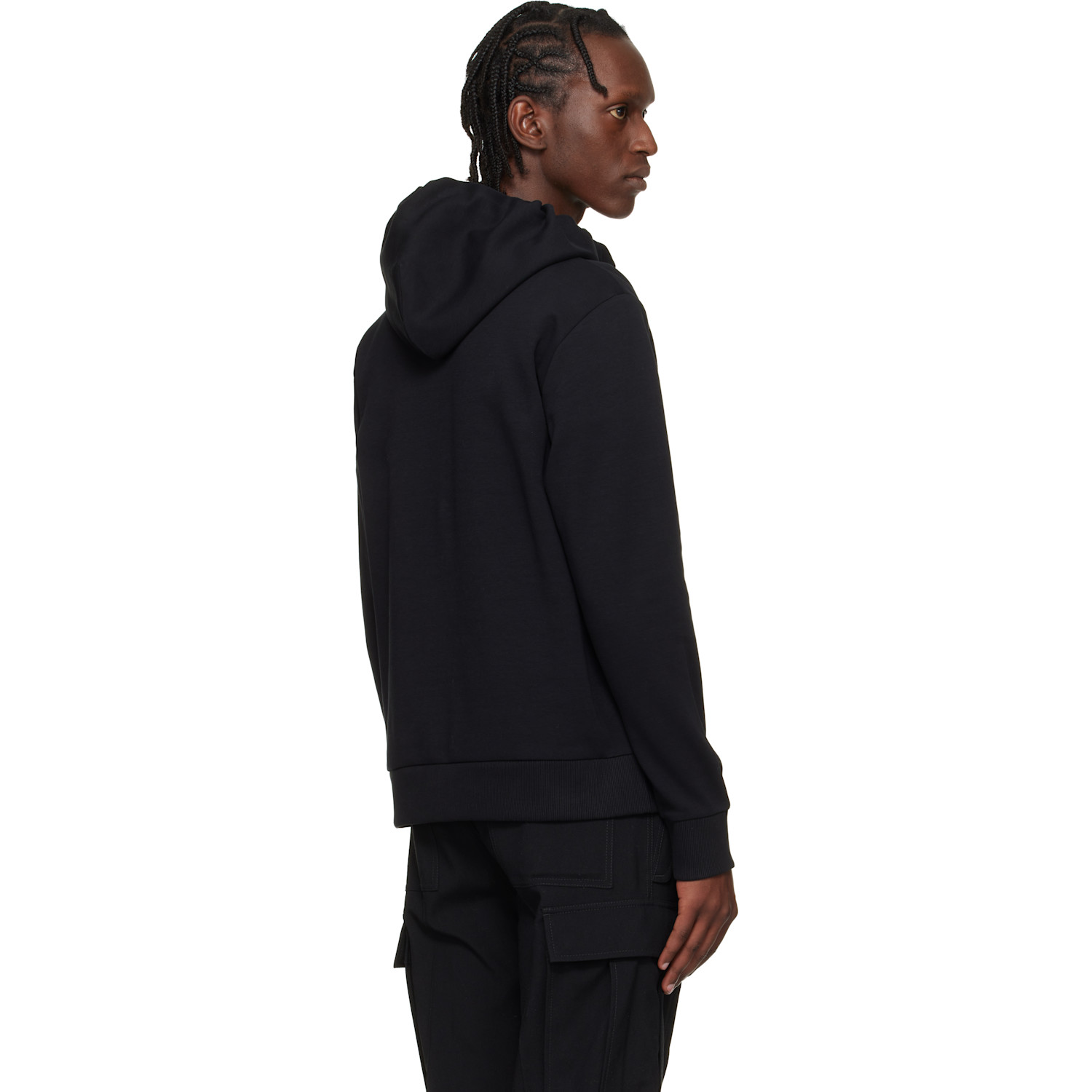  Boss Black Stretch Cotton Logo Detail Zip-up Hoodie 