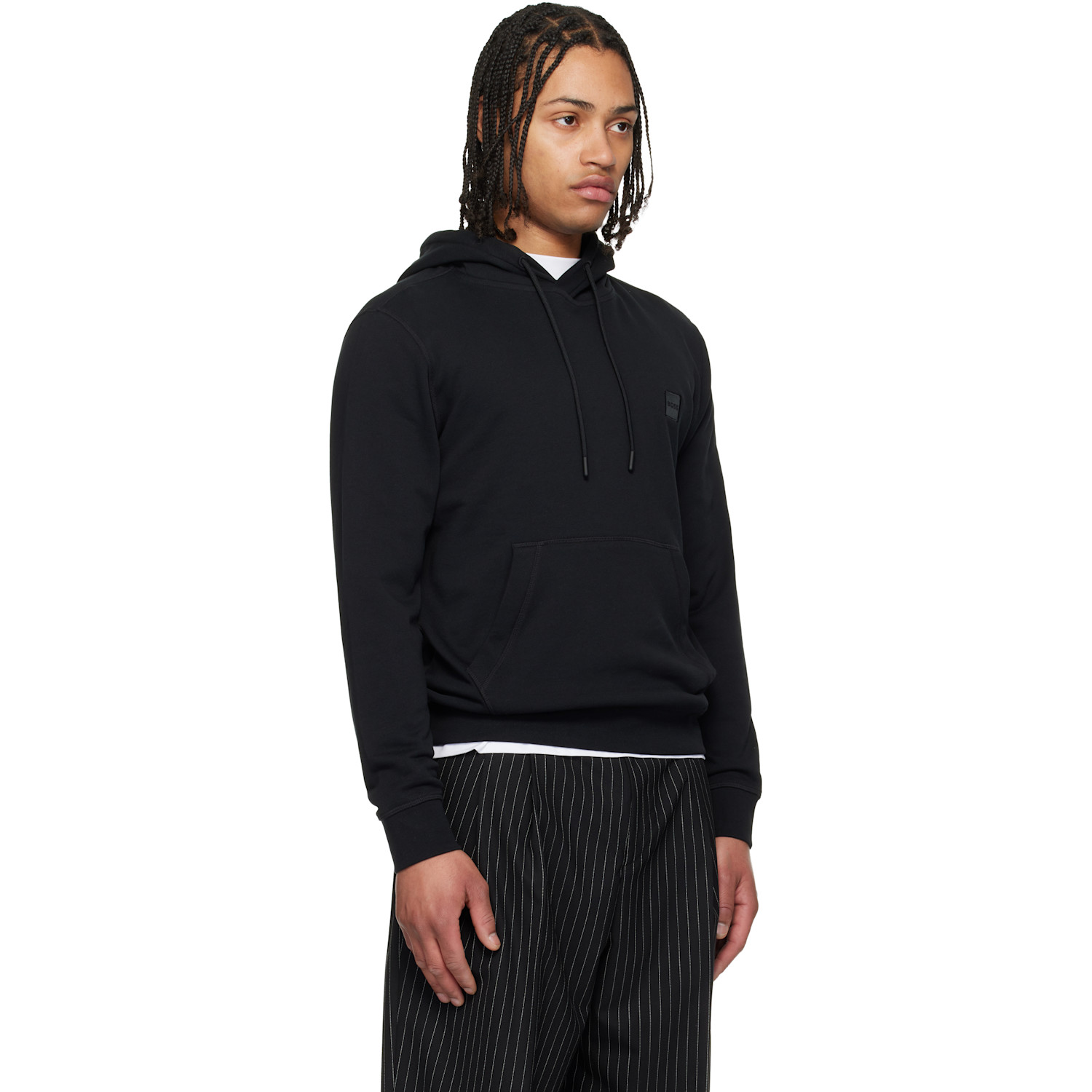  Boss Black Cotton-terry Logo Patch Hoodie 