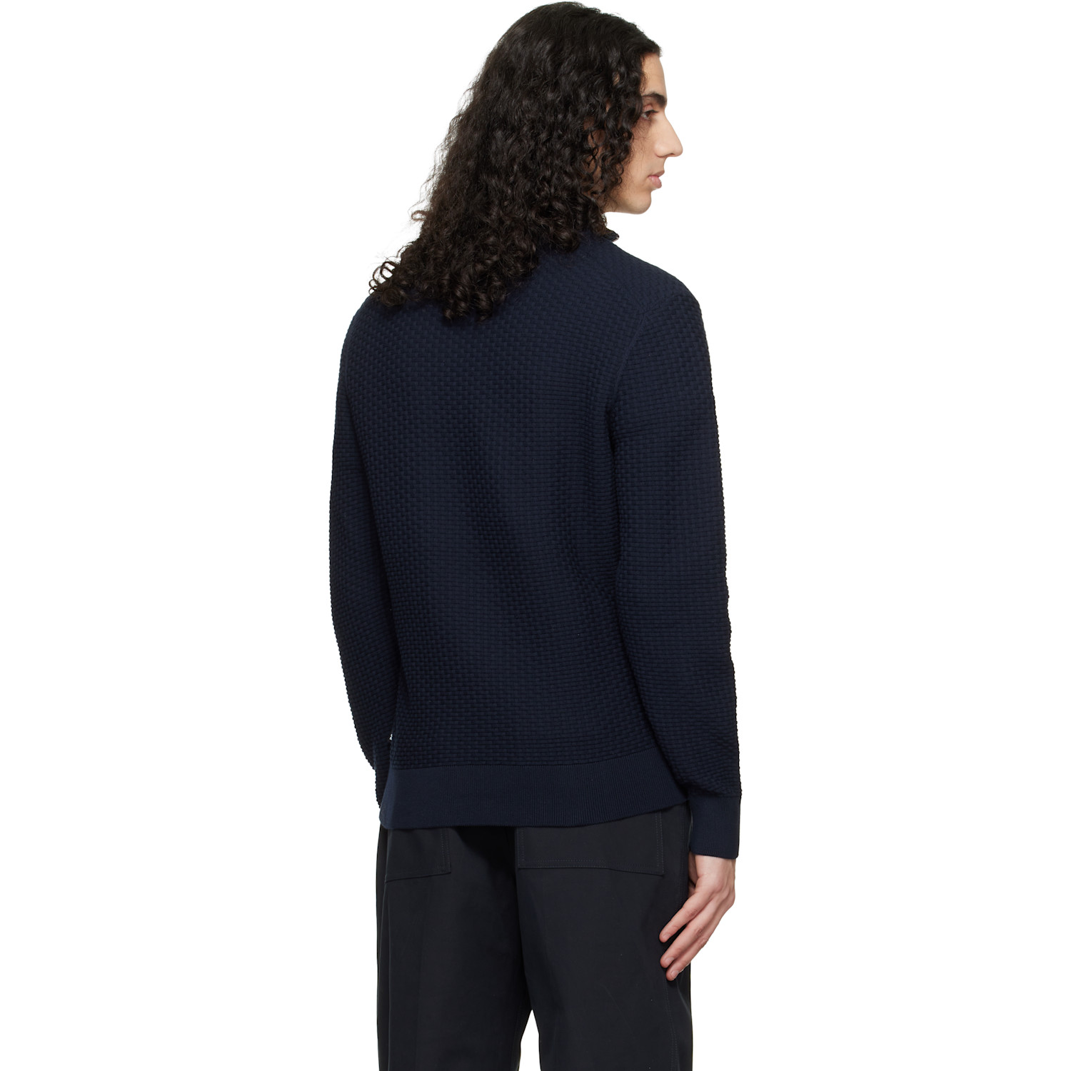  Boss Navy Quarter-zip Cotton Track Jacket 