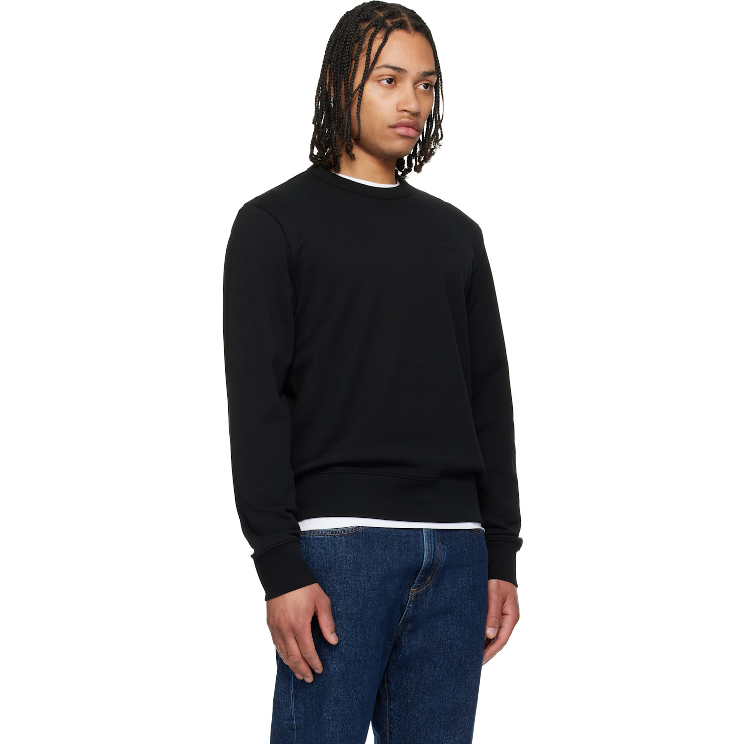  Boss Black Cotton-terry Tonal Logo Sweatshirt 