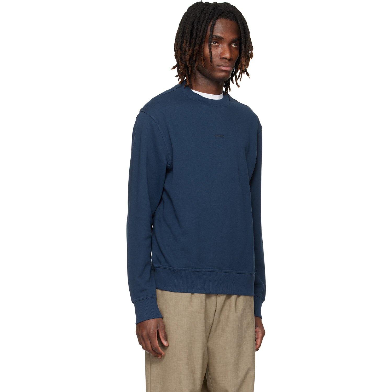  Boss Navy Chest Logo Sweatshirt 