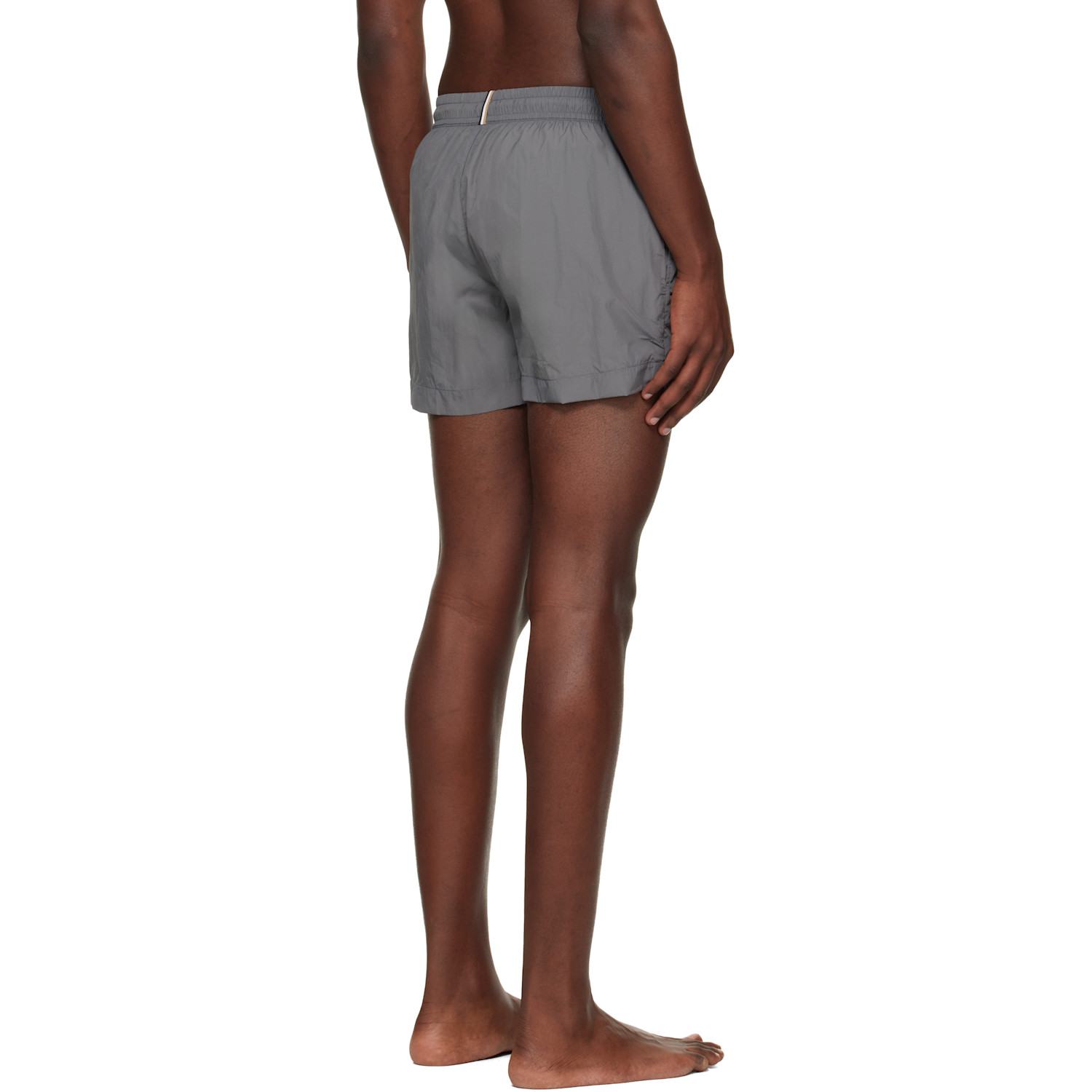  Boss Gray Outline Logo Print Swim Shorts 
