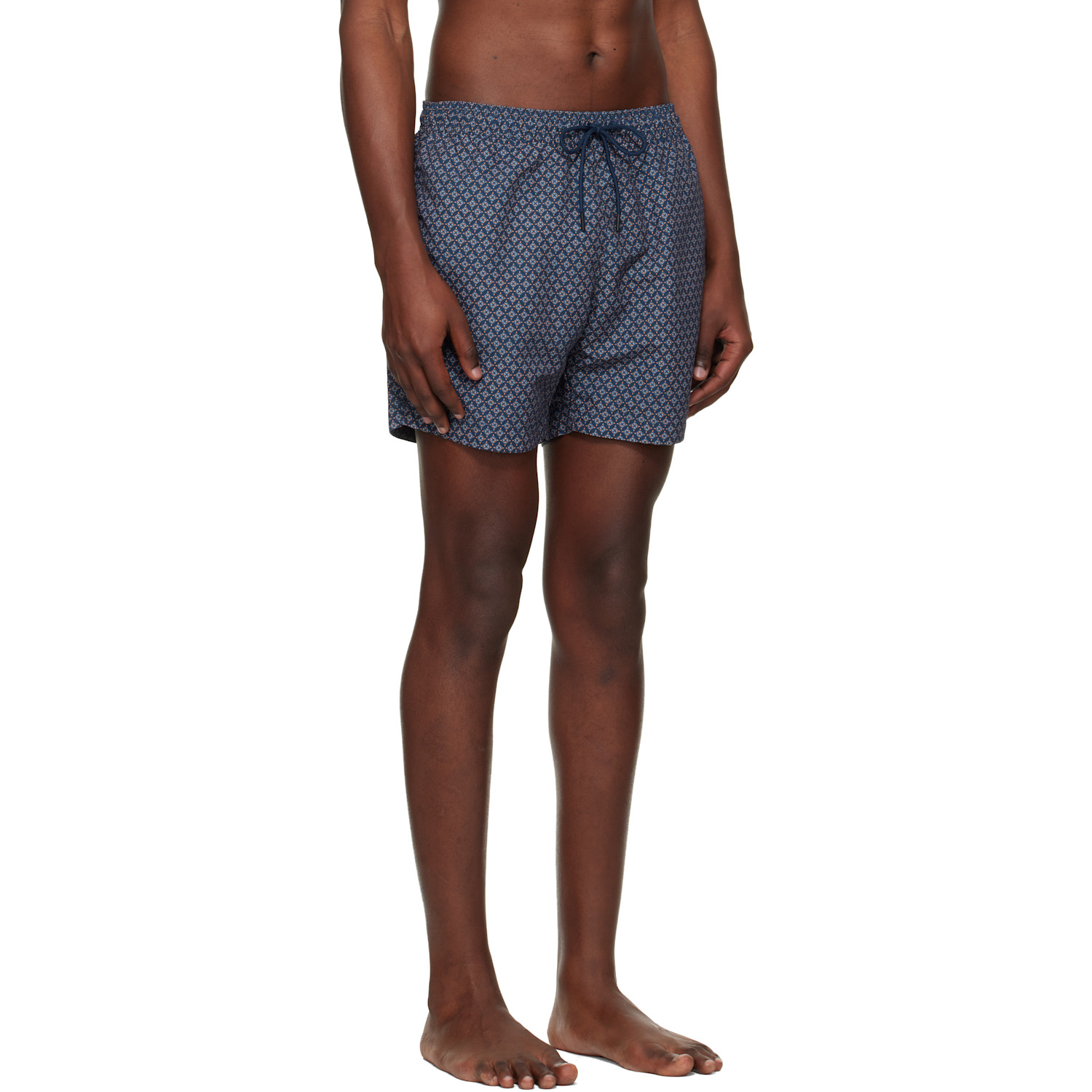  Boss Navy & Orange Micro-print Swim Shorts 