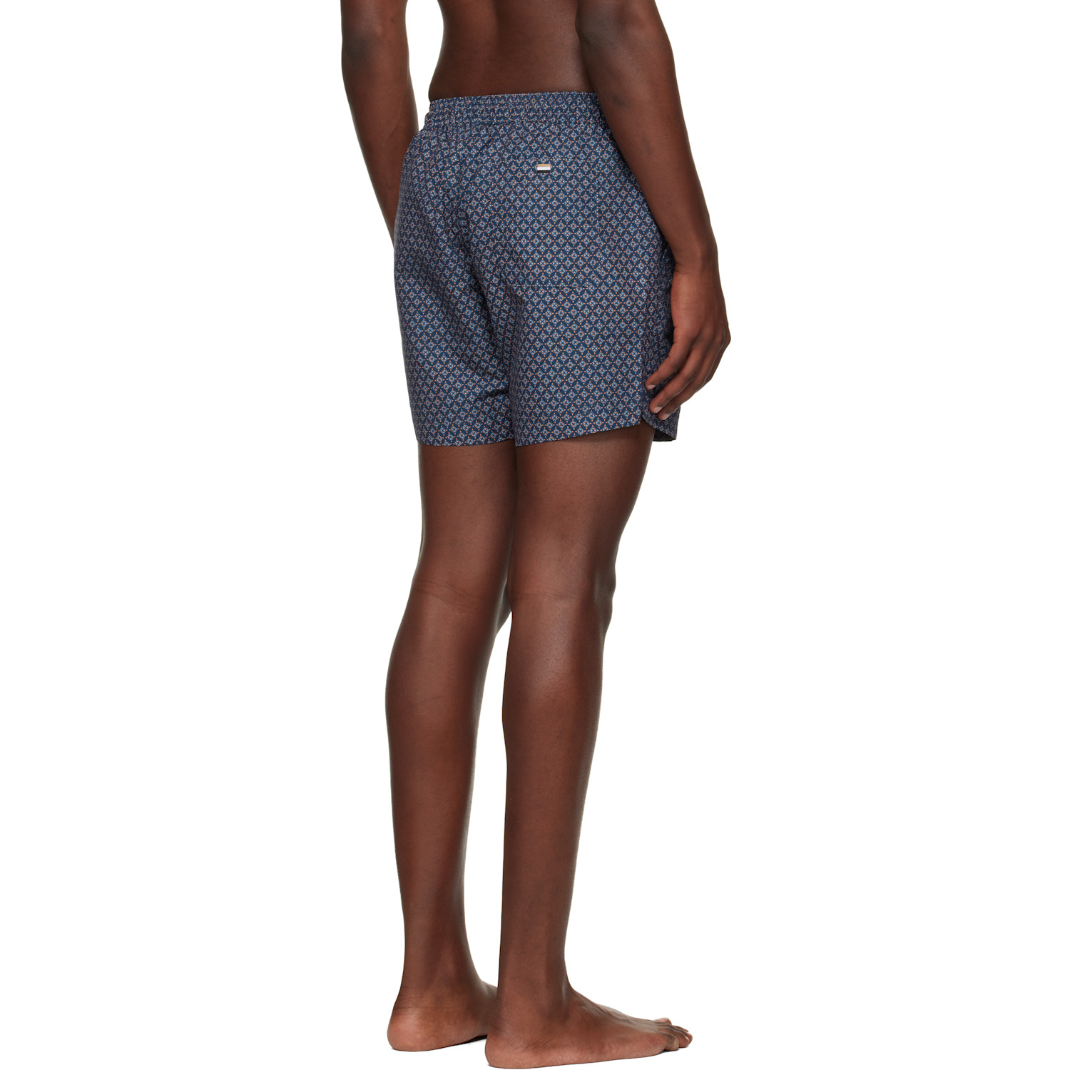  Boss Navy & Orange Micro-print Swim Shorts 